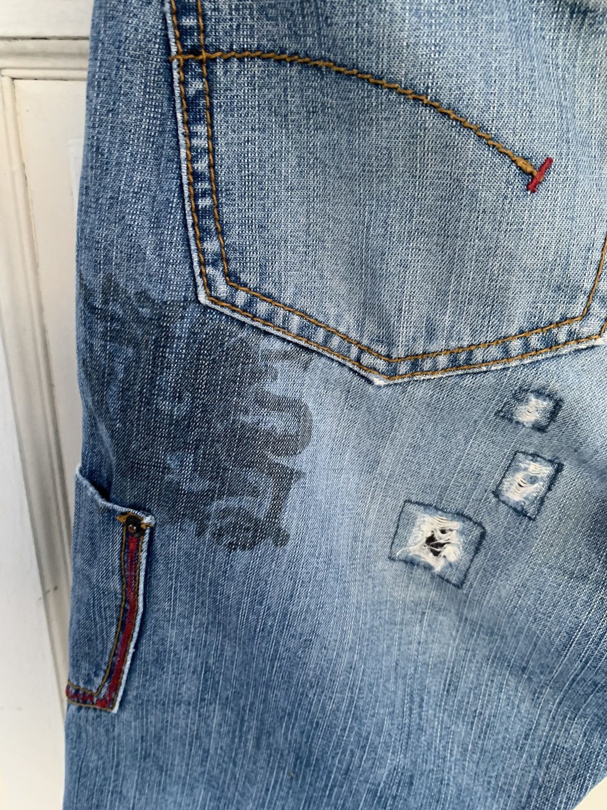 Japanese Brand Kissmark doubleknee patchwork jeans Size US 31 - 14 Thumbnail