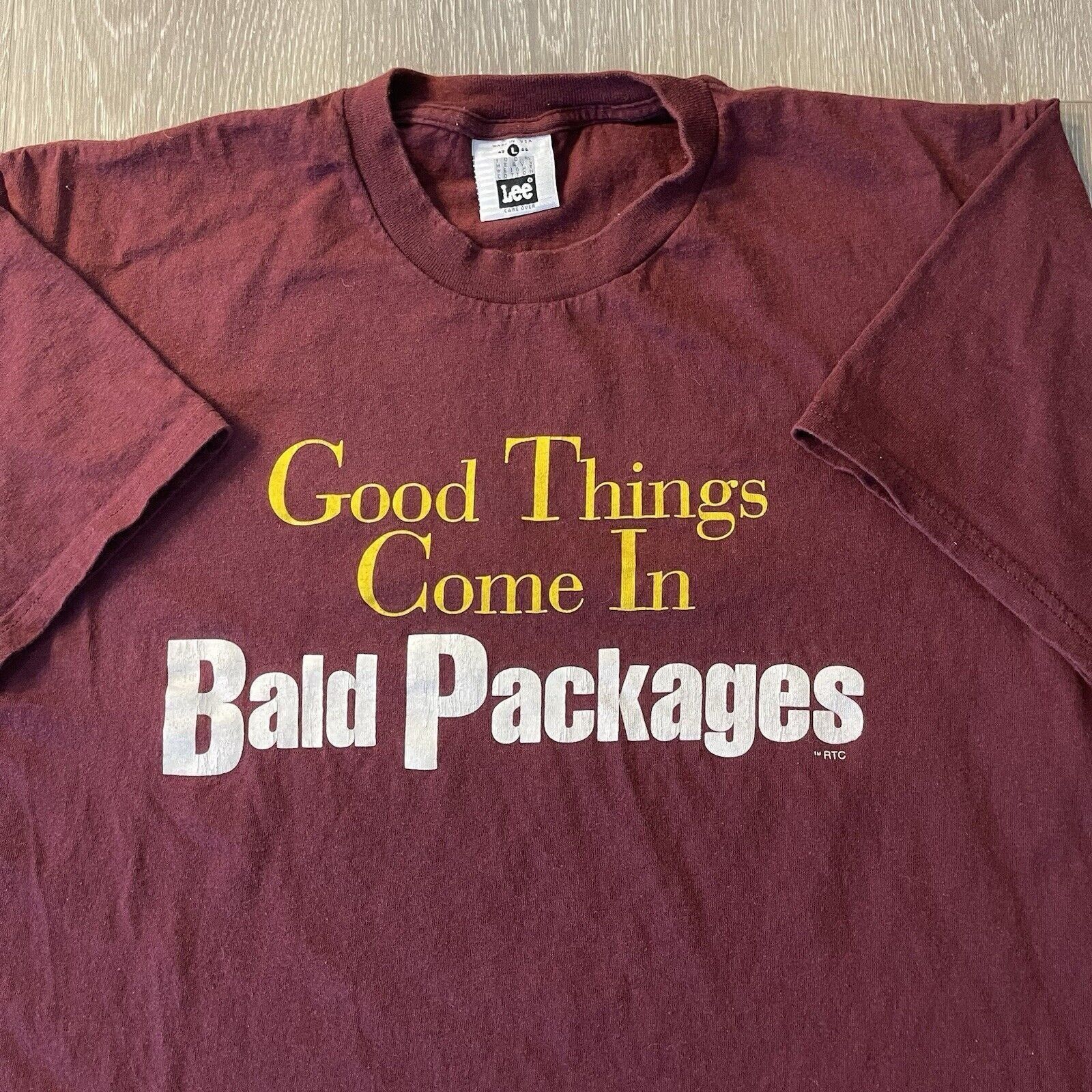 Lee Lee Tag Men's Good things Come in Bald Packages Tshirt L Vtg Size US L / EU 52-54 / 3 - 3 Thumbnail