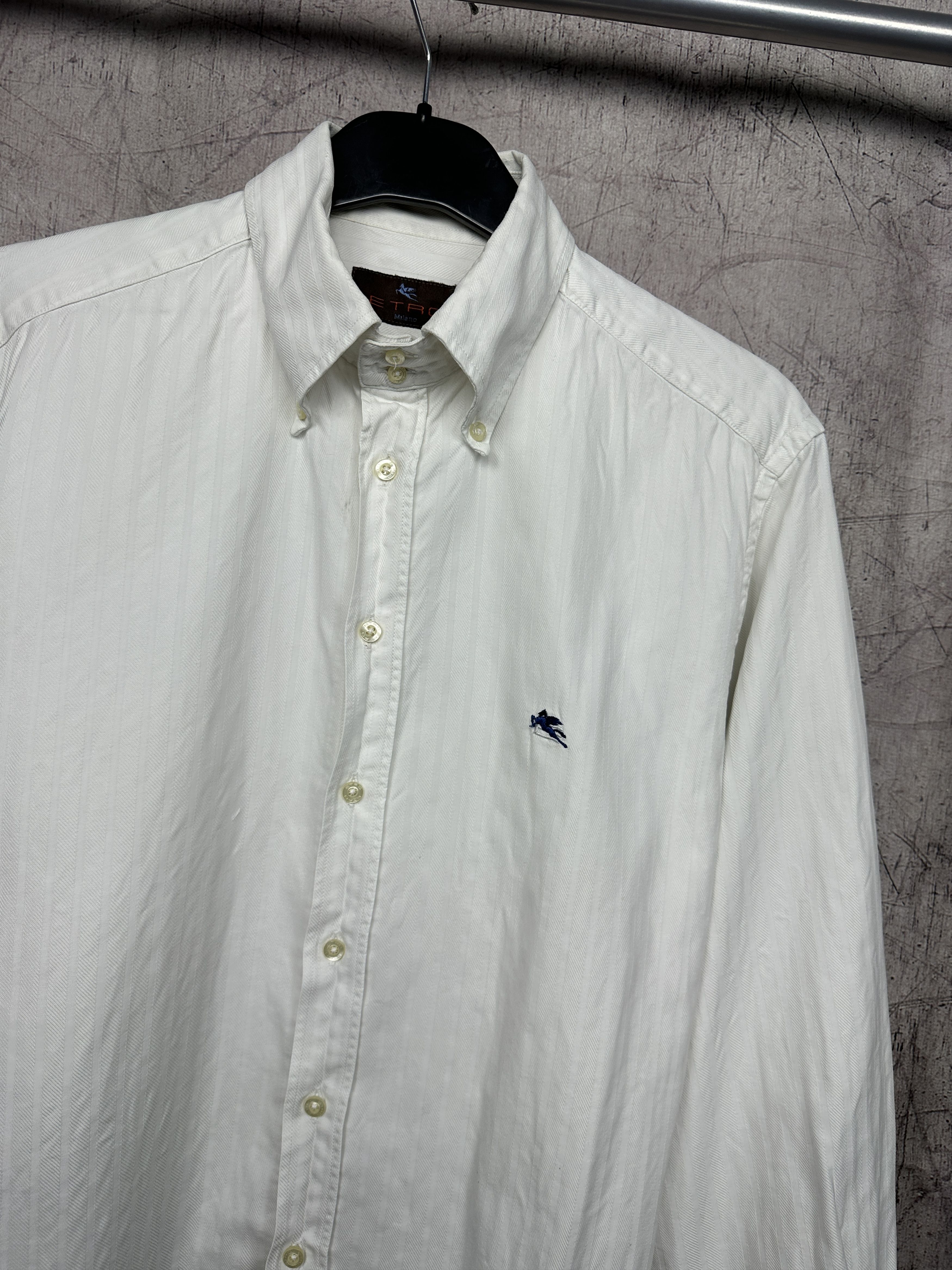 Etro Etro Vintage Mens Long Sleeve White Shirt Size US M / EU 48-50 / 2 - 2 Thumbnail