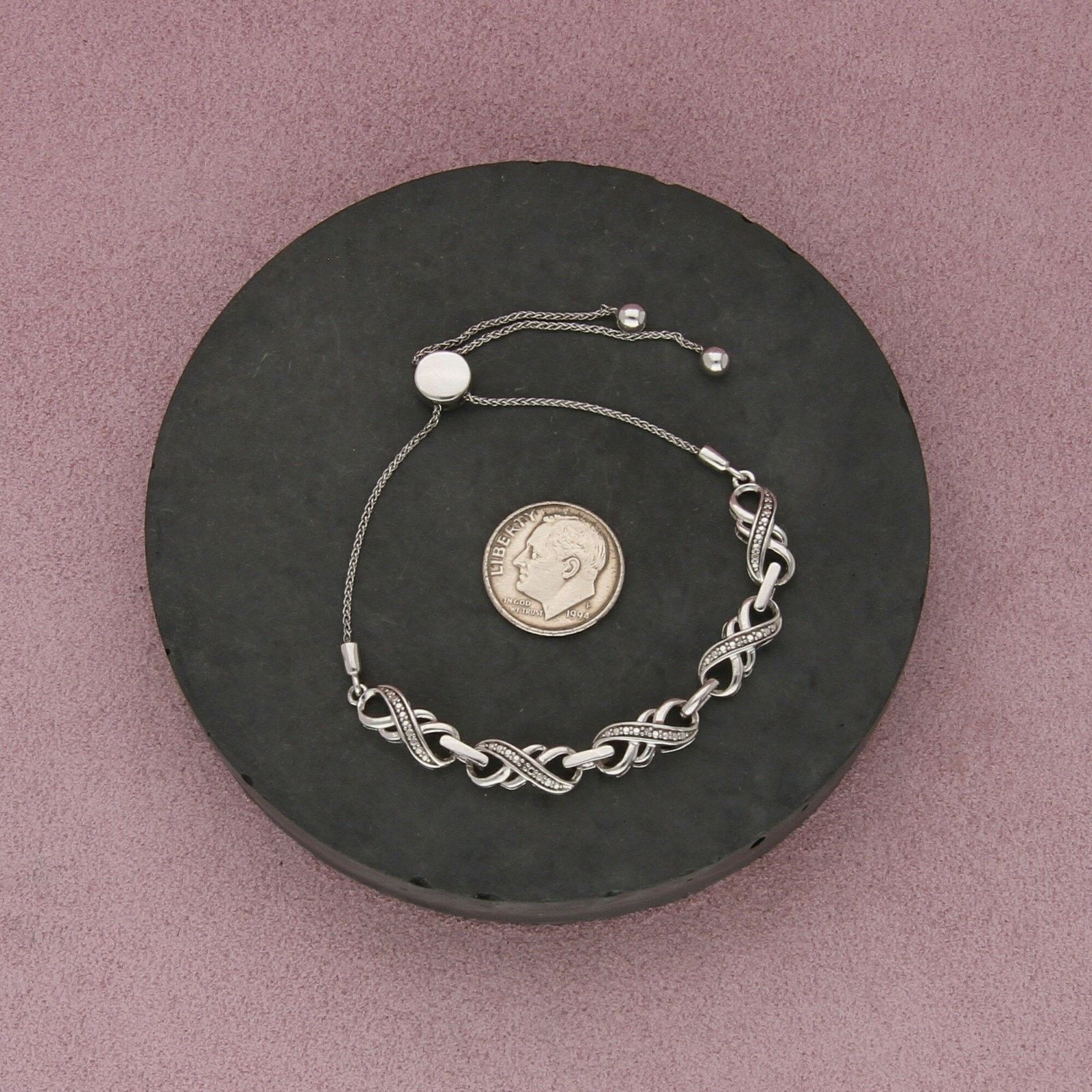 Sterling Silver sterling silver diamond adjustable bolo bracelet size 6.25in Size ONE SIZE - 2 Thumbnail