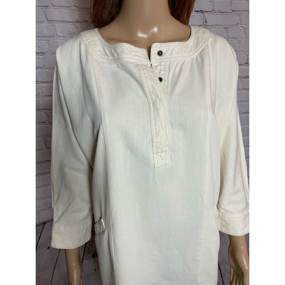 Bdg BDG Everly Dolman 3/4 Sleeve Cotton Denim White Mini Dress Size L / US 10 / IT 46 - 3 Thumbnail