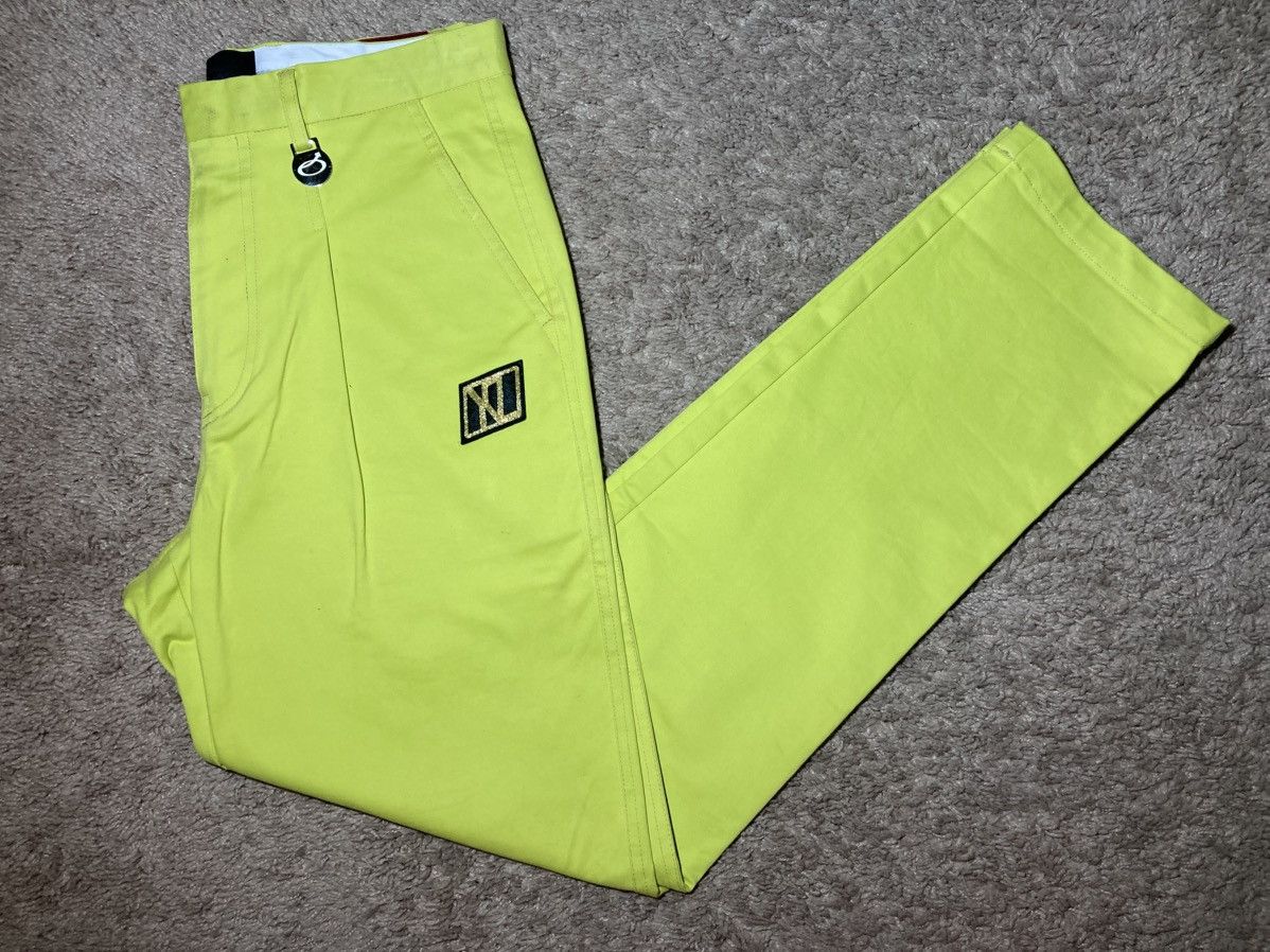 SS18 Xander Zhou Pleated Trouser Volt Green Logo XZ Alien