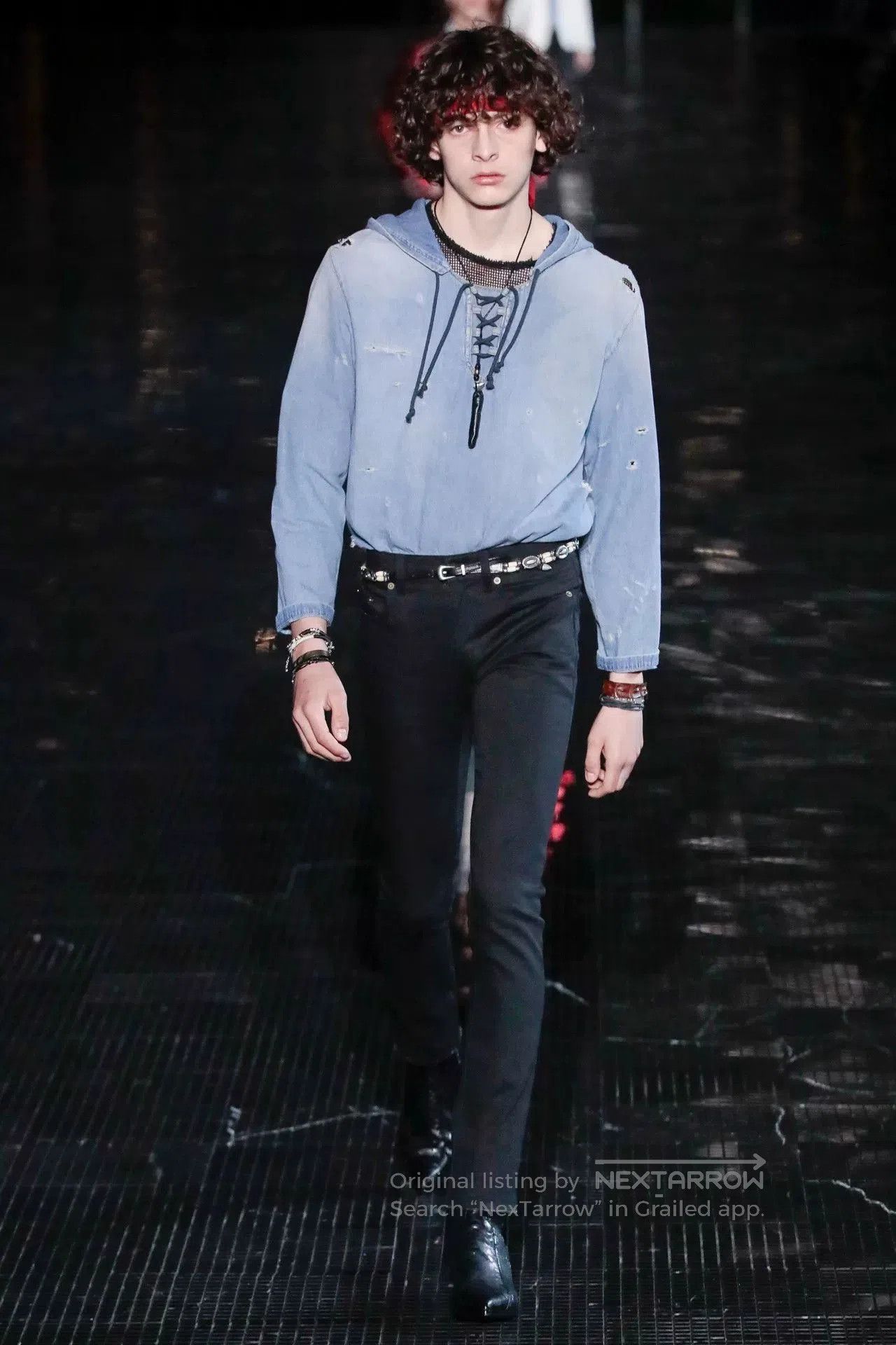 Saint Laurent Paris Saint Laurent Distressed Denim Hoodie. Size XS / US 0-2 / IT 36-38 - 9 Thumbnail
