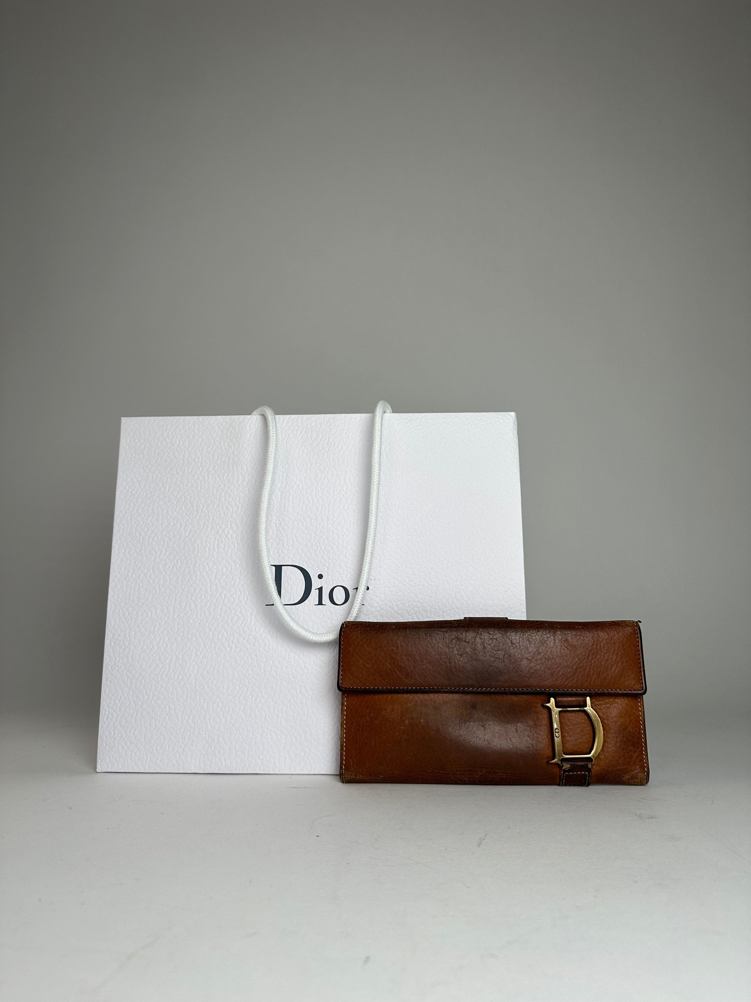 Dior Vintage Long Leather Wallet Brown Size ONE SIZE - 1 Thumbnail