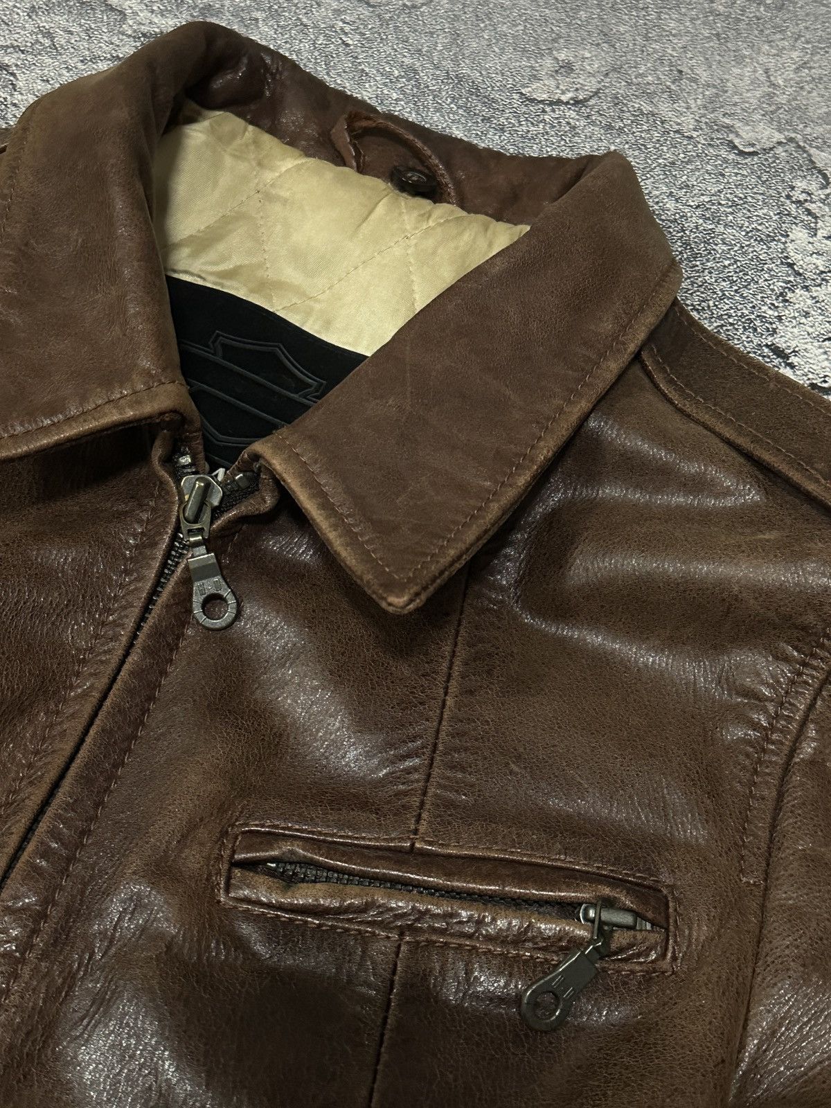 Harley Davidson Vintage Harley Davidson Heavy Leather Biker Jacket Brown L Size US L / EU 52-54 / 3 - 11 Thumbnail