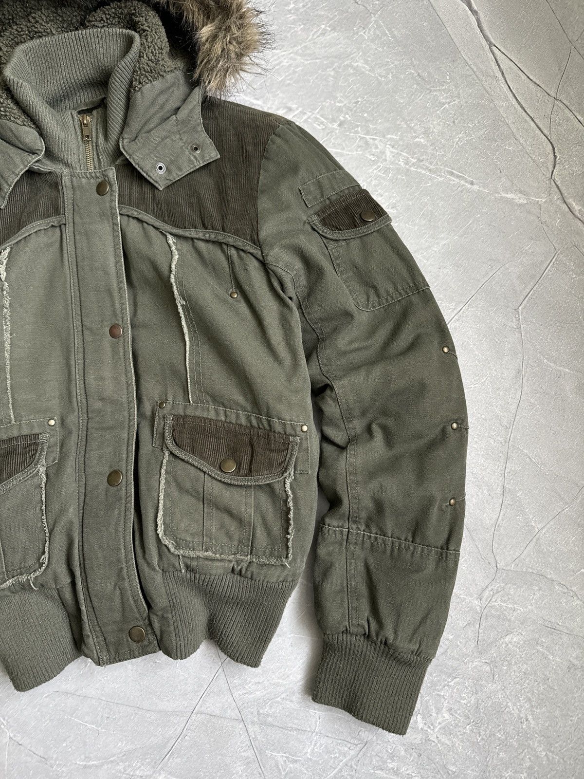 Japanese Brand 00s Fur Hood Corduroy Bomber Jacket Ifsixwasnine Japan style Size L / US 10 / IT 46 - 7 Thumbnail