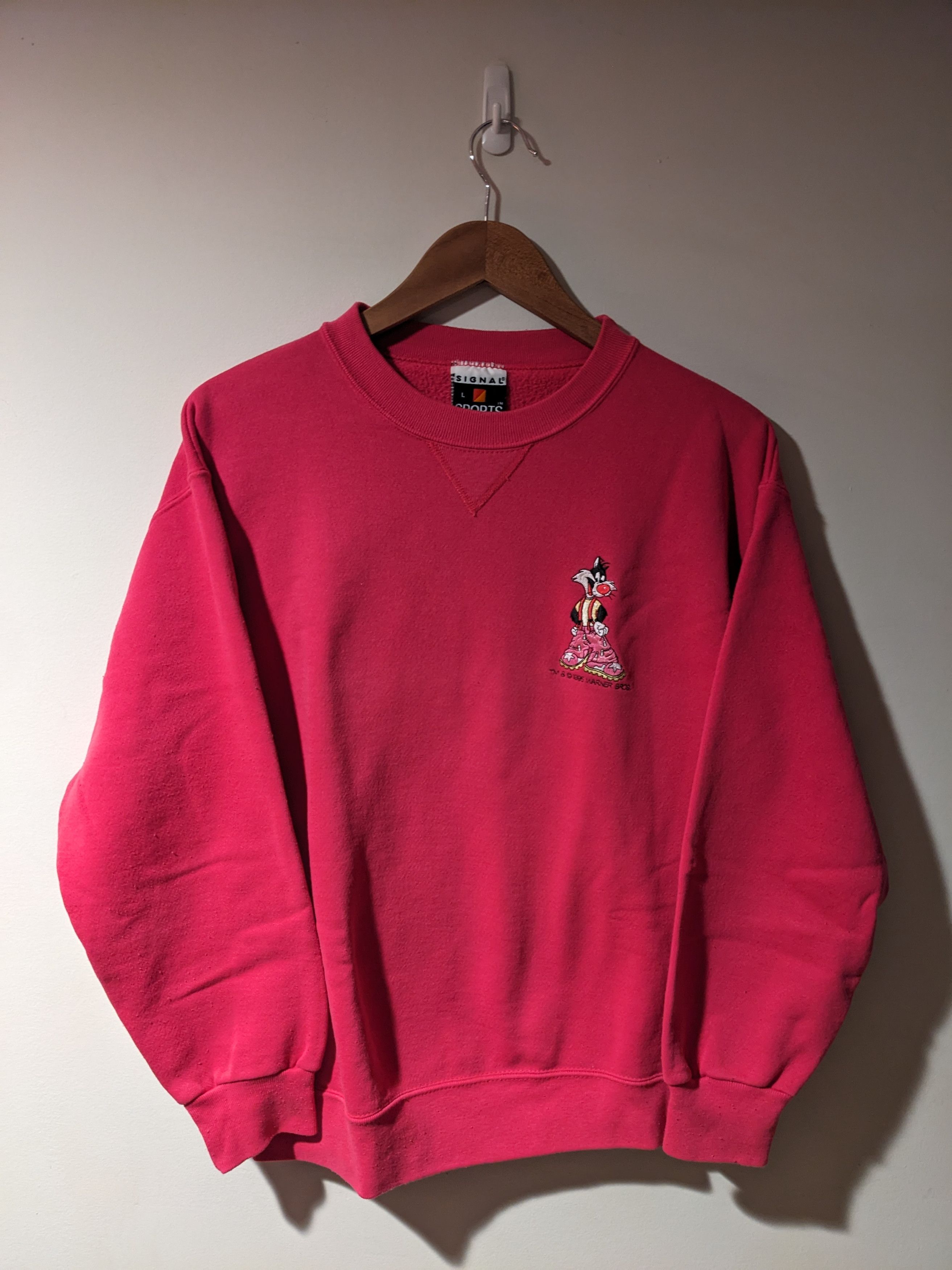 Cartoon Network × Vintage Vintage 1995 Sylvester Looney Tunes Pink Large Sweatshirt Size US L / EU 52-54 / 3 - 1 Thumbnail