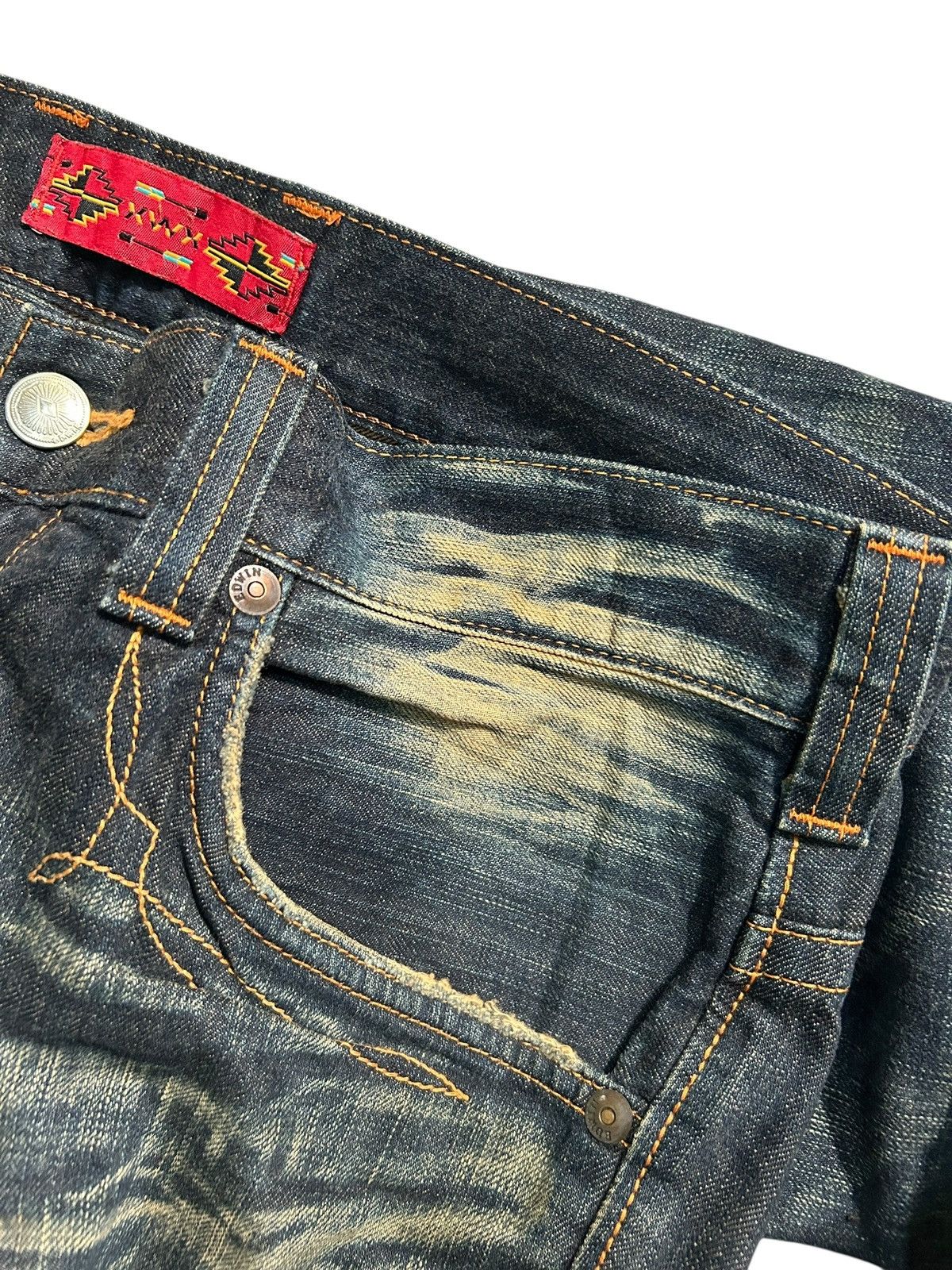 Japanese Brand × Kapital × Vintage FLARE💥 EDWIN XVS NAVAJO MUDWASH RUSTY PUNK GRUNGE DENIM Size US 37 - 8 Thumbnail