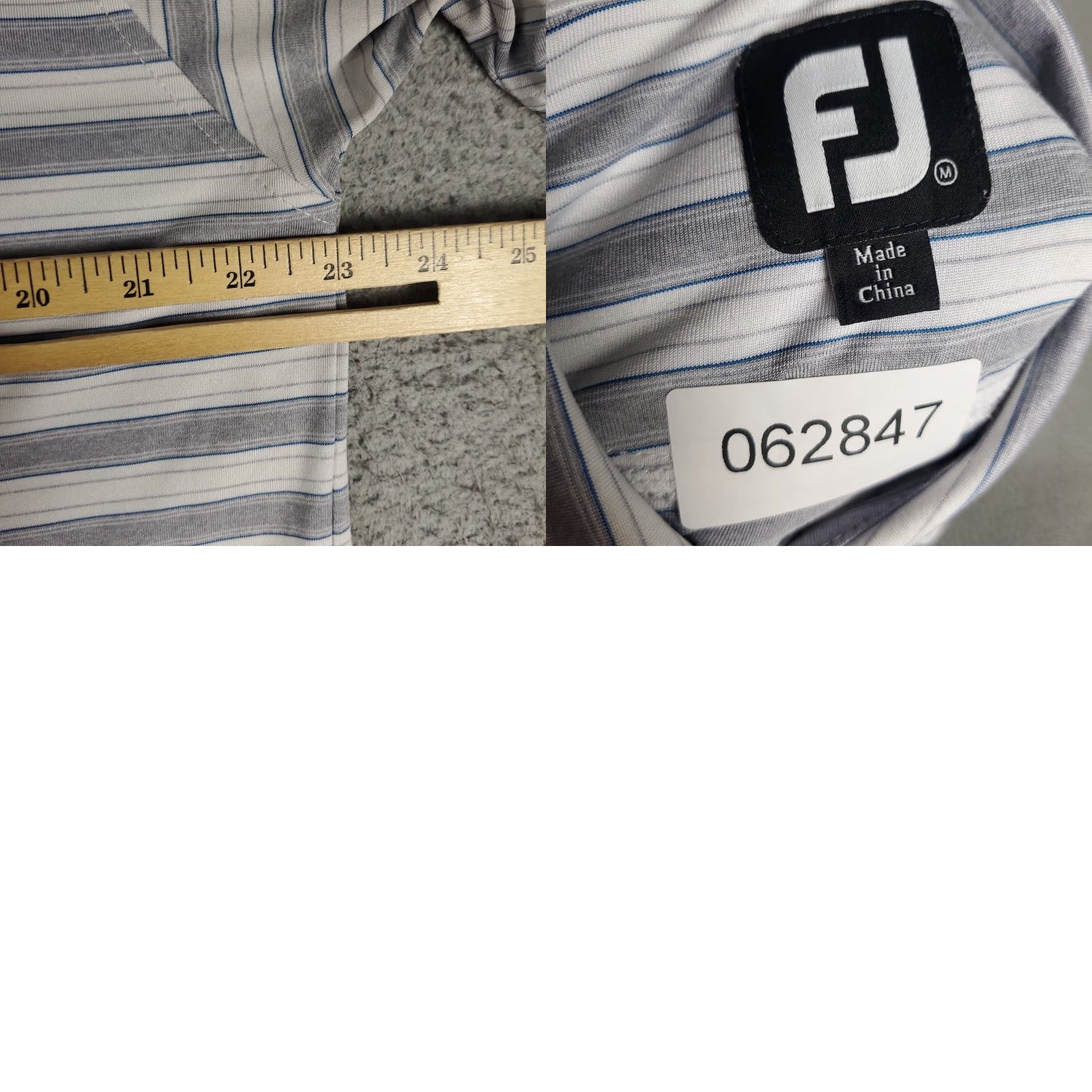 Footjoy FootJoy Polo Shirt Mens M Gray Striped Button Collared Short Sleeve Casual Golf - Polyester Size US M / EU 48-50 / 2 - 8 Thumbnail