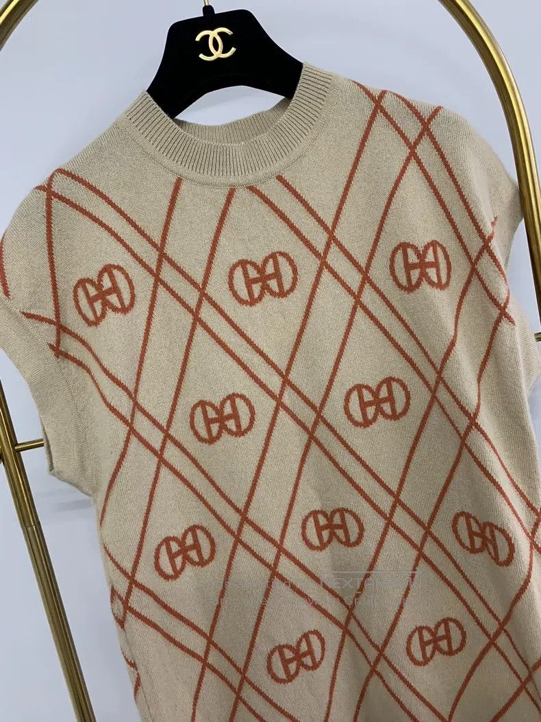 Hermes Hermes Beige printed knit cashmere wool dress Size XXS / US 00 / IT 34 - 2 Thumbnail