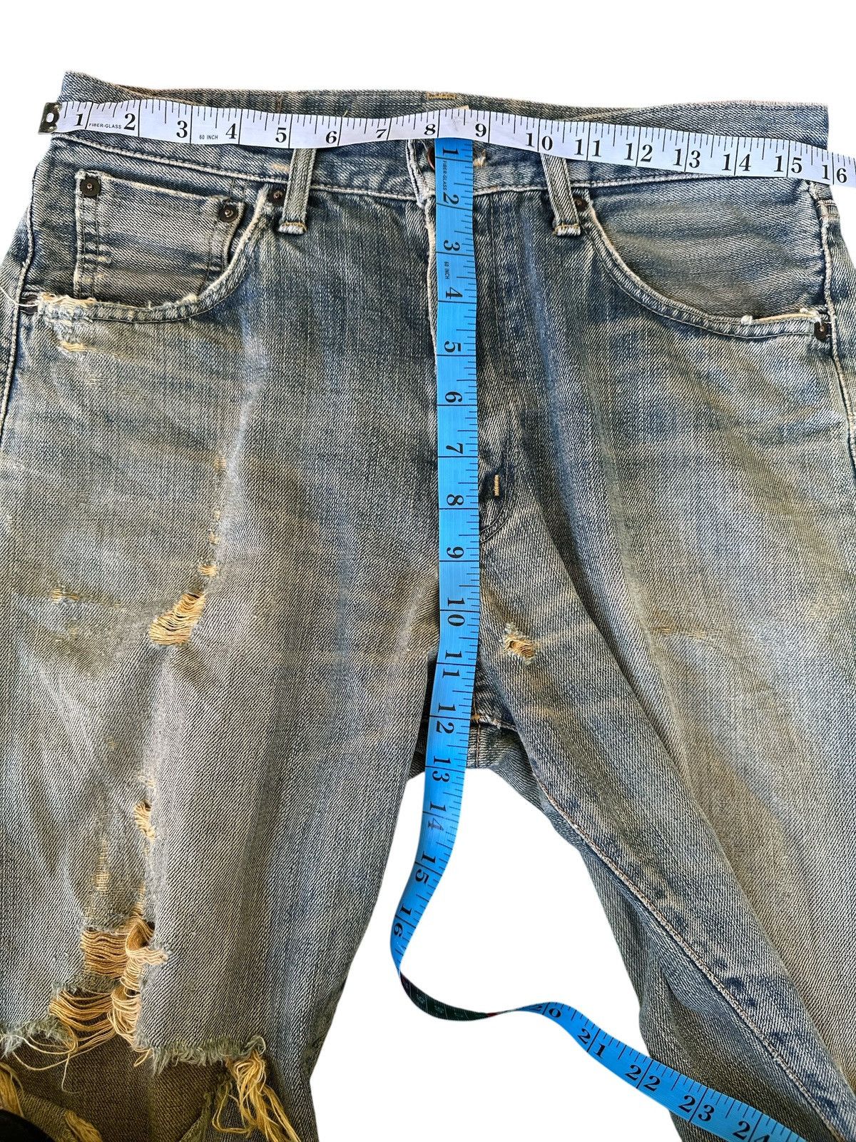 Kapital Trashed Distress Vintage Edwin 505X Selvedge Denim 31x41 Size US 31 - 4 Thumbnail