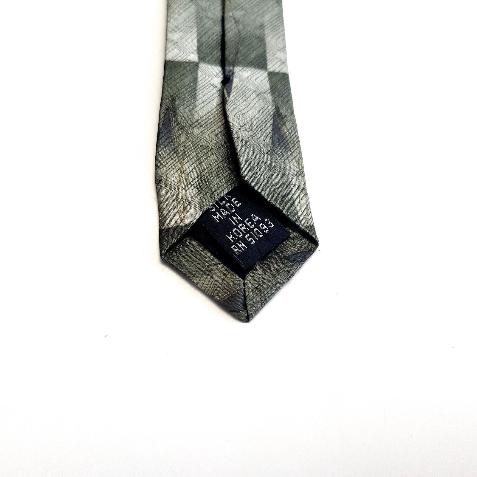 Haggar Haggar Black Label Geometric Print Metallic Green Wide Silk Size ONE SIZE - 4 Thumbnail