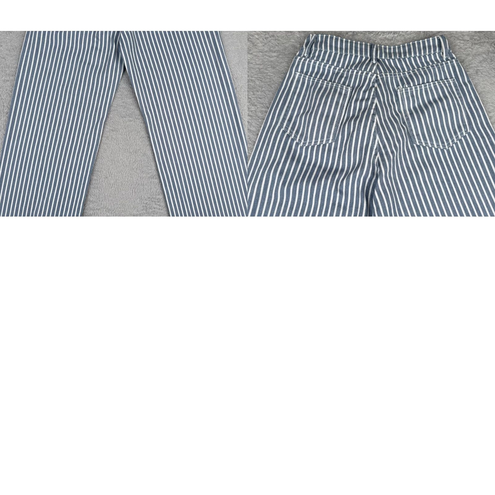 Vintage Jeans Women 26 Blue White Vertical Stripe Denim Wide Leg High Rise Cotton 26x29 Size 26" / US 2 / IT 38 - 10 Thumbnail
