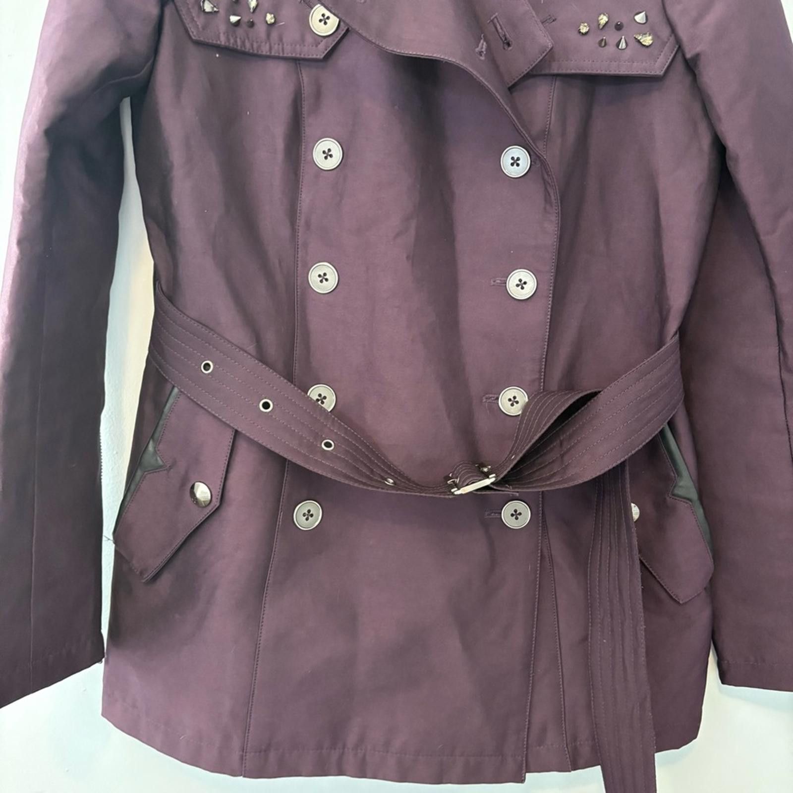 Designer Sam Edelman Purple Studded Belted Trench Coat Women’s M Size M / US 6-8 / IT 42-44 - 3 Thumbnail