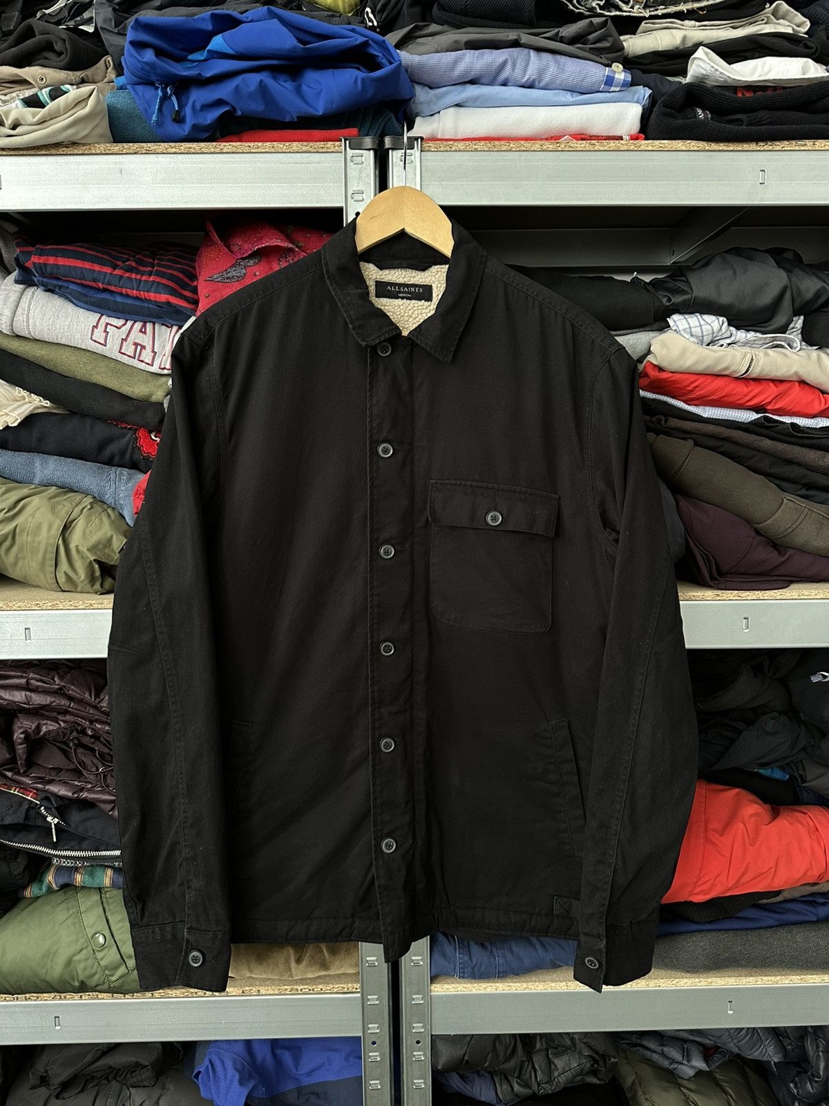 Allsaints Vintage Allsaints Black Button Zip Jacket Rare Sherpa Mens Size US M / EU 48-50 / 2 - 4 Thumbnail