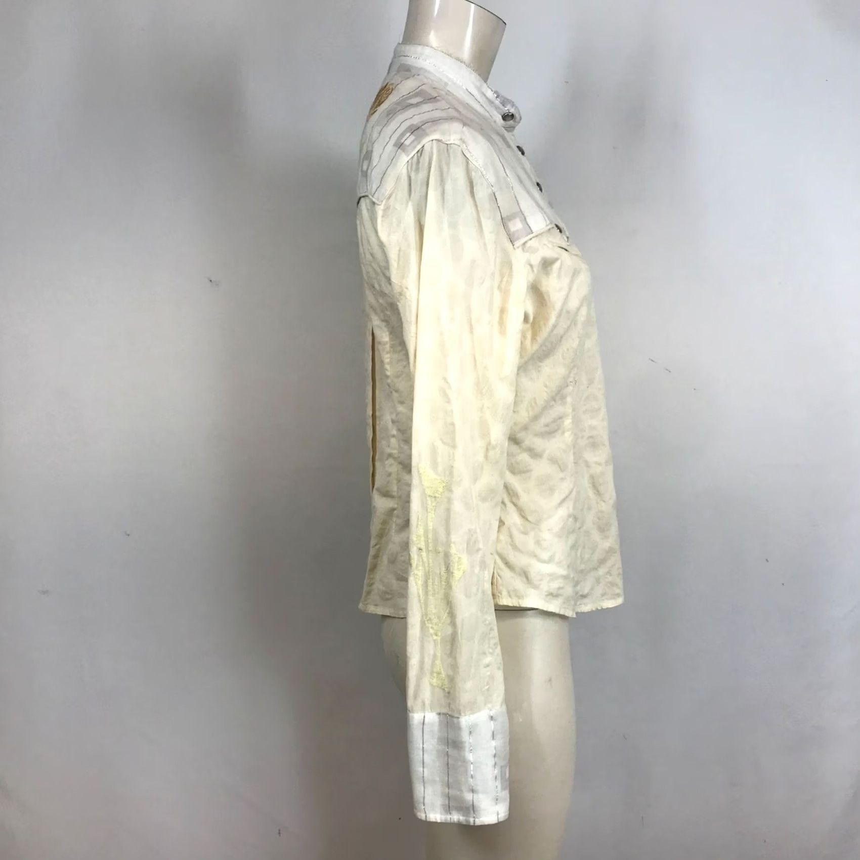 Vintage J & COUTURE WOMEN'S S CREAM LONG SLEEVE SNAP WESTERN SHIRT Shirt Western Girls? Size S / US 4 / IT 40 - 4 Thumbnail