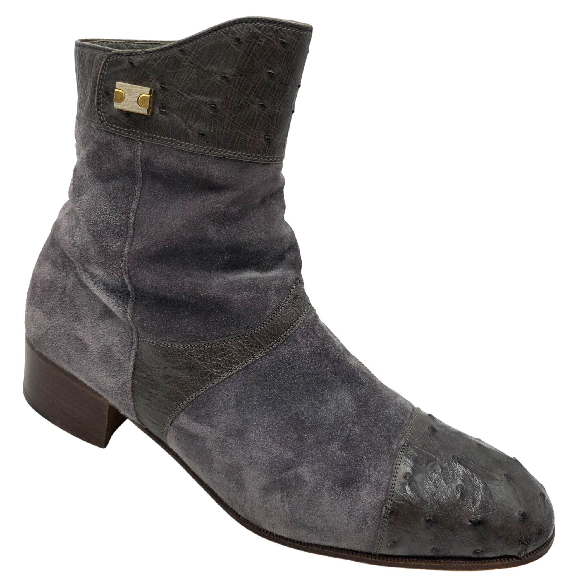 Mauri Vintage Mauri Exotic Ostrich and Suede Gray Dress Shoes Mens Size US 8.5 / EU 41-42 - 16 Thumbnail