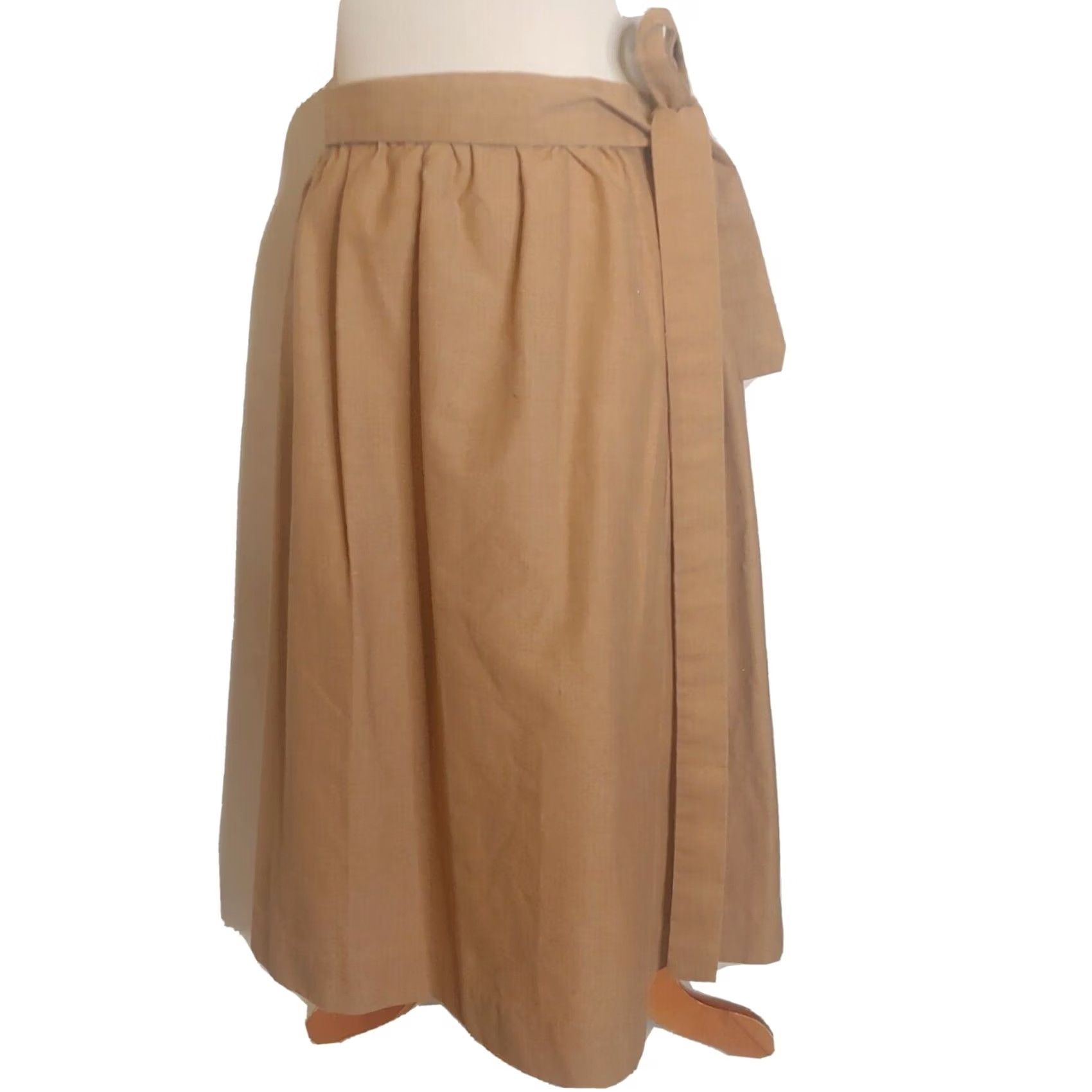 Nique VINTAGE Handmade Skirt wrap Midi Brown OSFM Tie Womens Hippie Bohemian Nature Cottagecore Fall Spring Summer 25.5" long Size 42" / US 20 - 2 Thumbnail