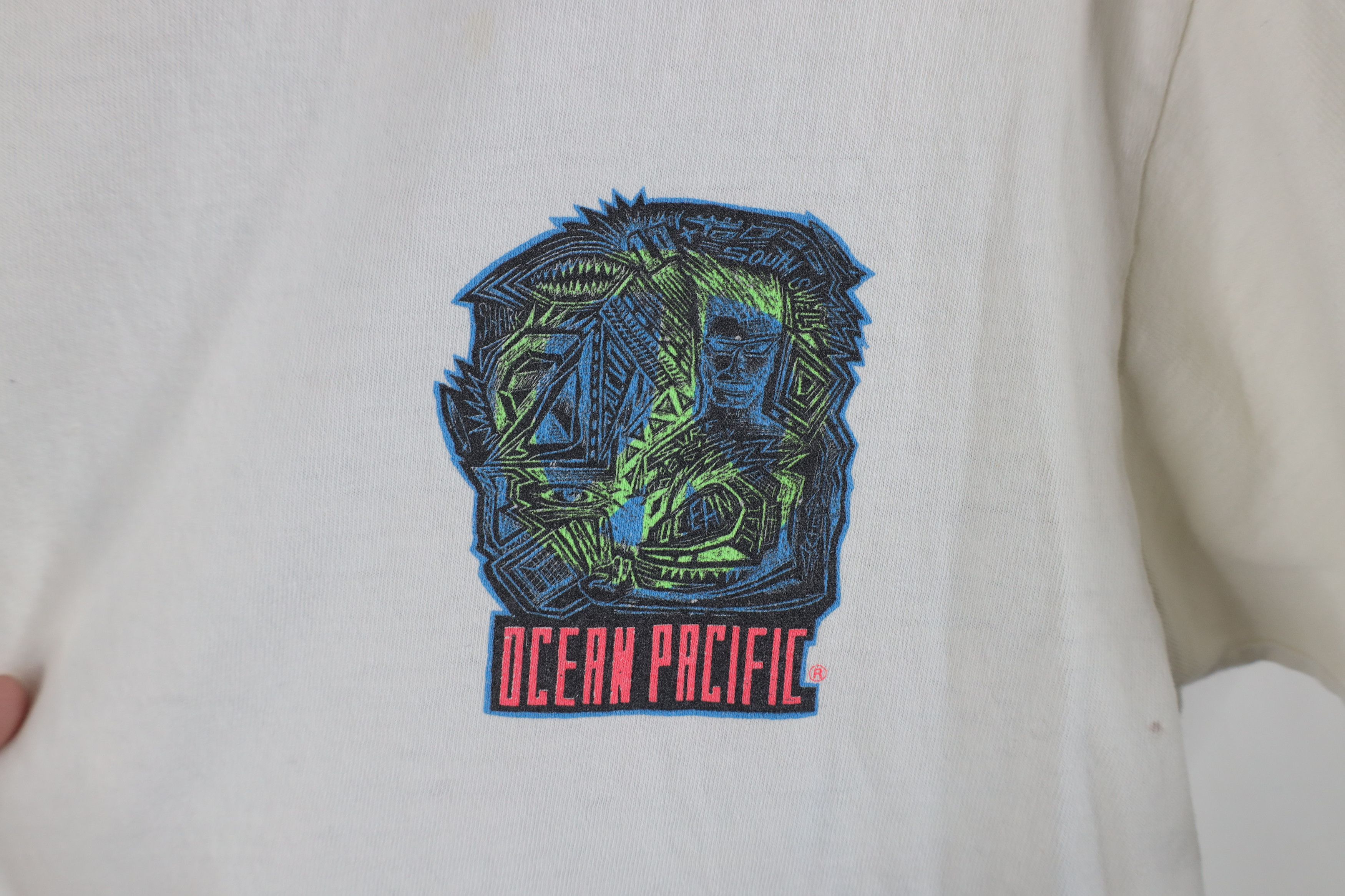 Ocean Pacific × Vintage Vintage 90s Ocean Pacific Spell Out Surfing T-Shirt USA Size US M / EU 48-50 / 2 - 4 Thumbnail