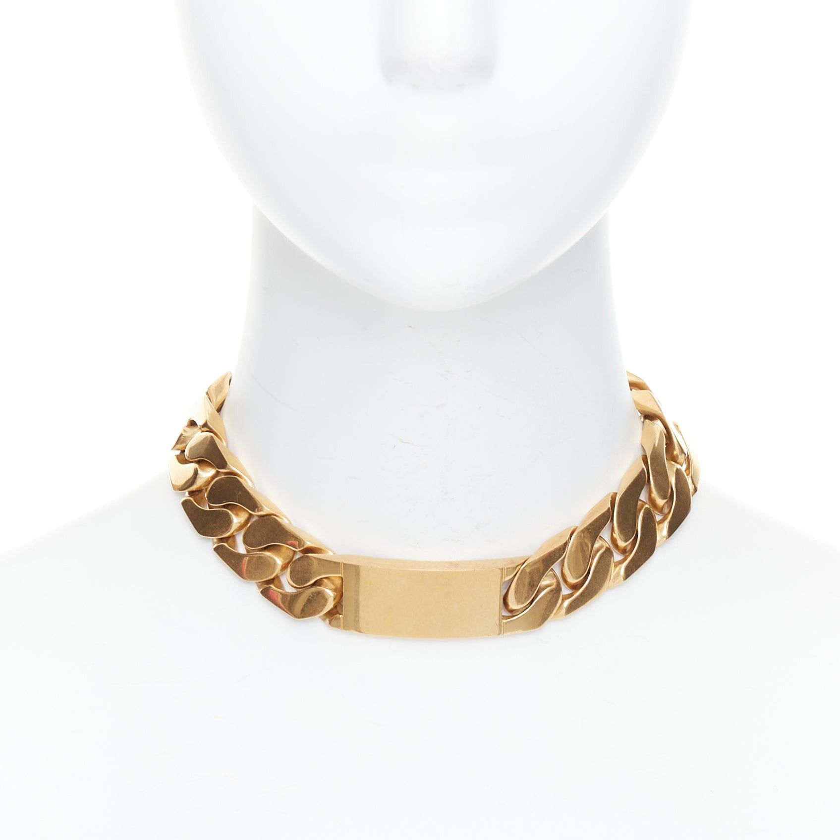 Celine rare OLD CELINE Phoebe Philo gold tone ID plate chunky choker necklace Size ONE SIZE - 1 Thumbnail