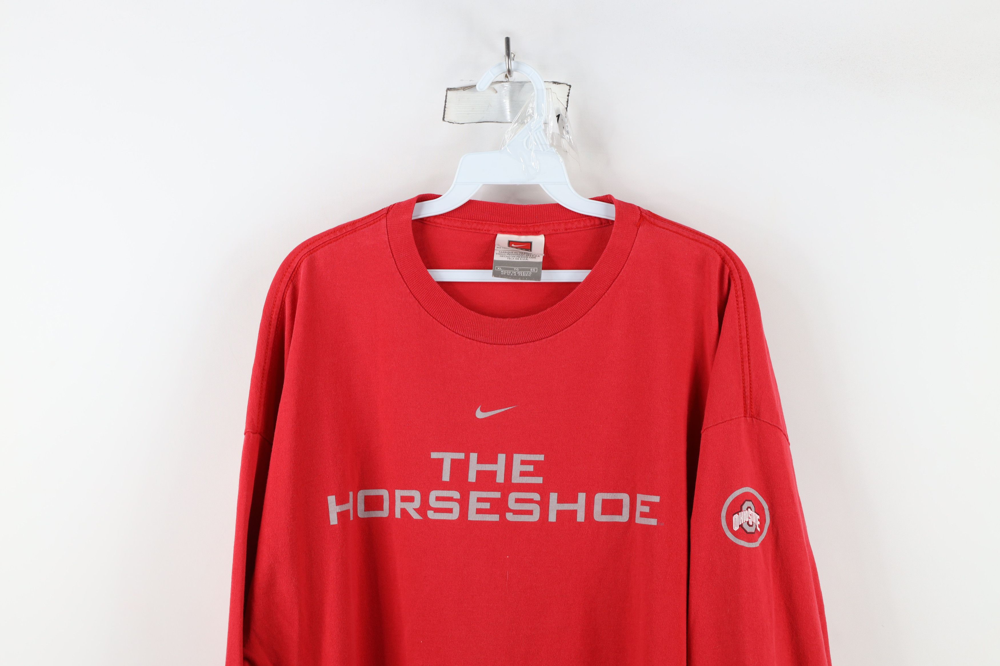 Nike × Vintage Vintage 90s Y2K Nike Swoosh Ohio State Horseshoe T-Shirt Size US XL / EU 56 / 4 - 2 Thumbnail