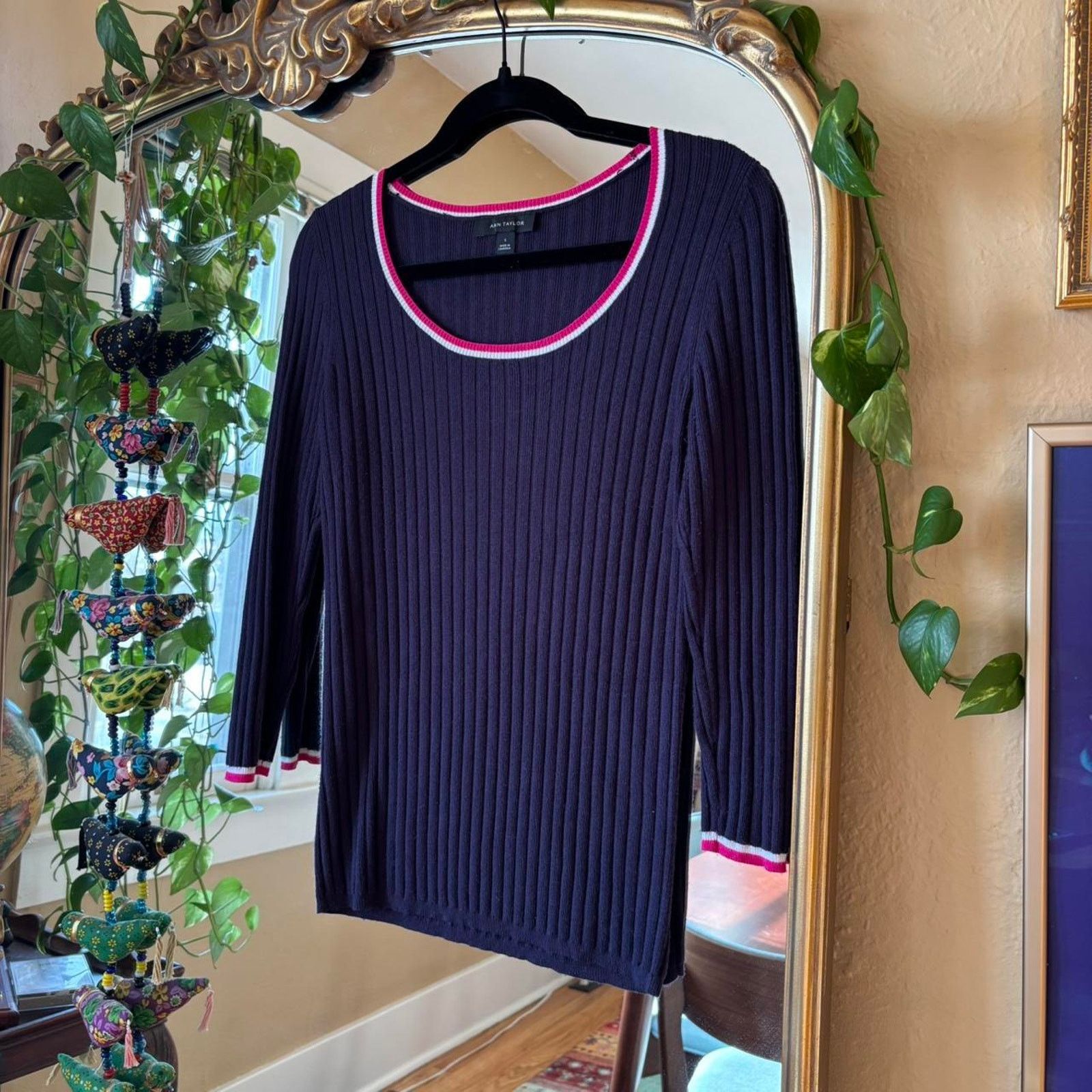 Ann Taylor Vintage Ann Taylor Blue Ribbed Preppy Y2K Sweater Small Size S / US 4 / IT 40 - 3 Thumbnail