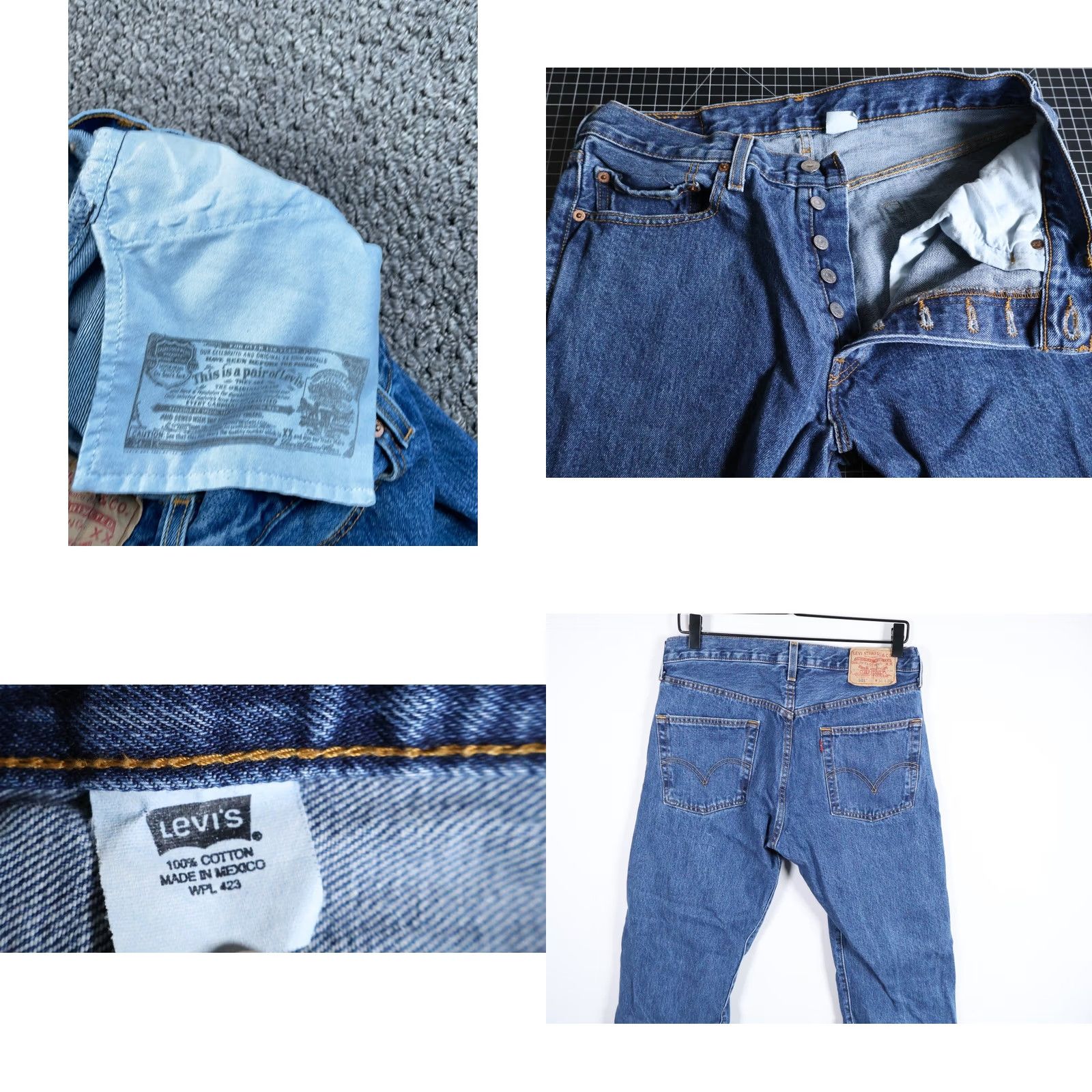 Levi's VINTAGE Levi's 501 XX Jeans Men 31 x 29 Blue Button Fly VTG 2005 Denim Straight 90s Size US 31 - 9 Thumbnail