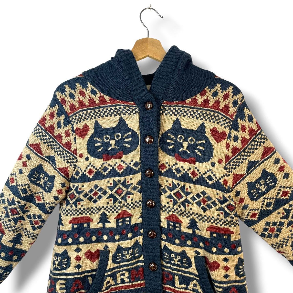 Ne-Net 🇯🇵 ROUGH NATURAL FULL PRINT BUTTON UP KNITTED JACKET Size M / US 6-8 / IT 42-44 - 6 Thumbnail