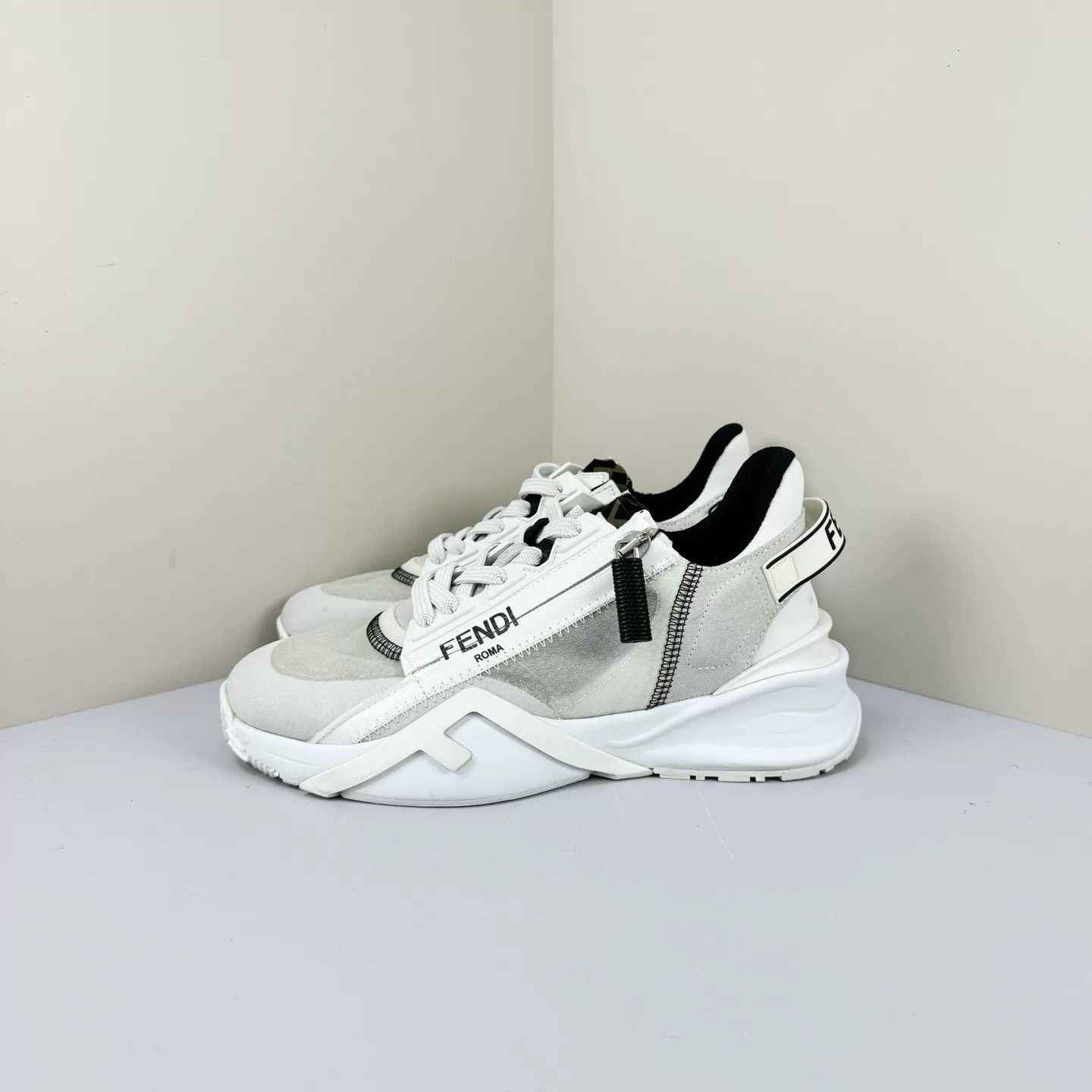 Fendi Fendi Black White Nylon Casual Shoes Size US 4 / IT 34 - 1 Thumbnail