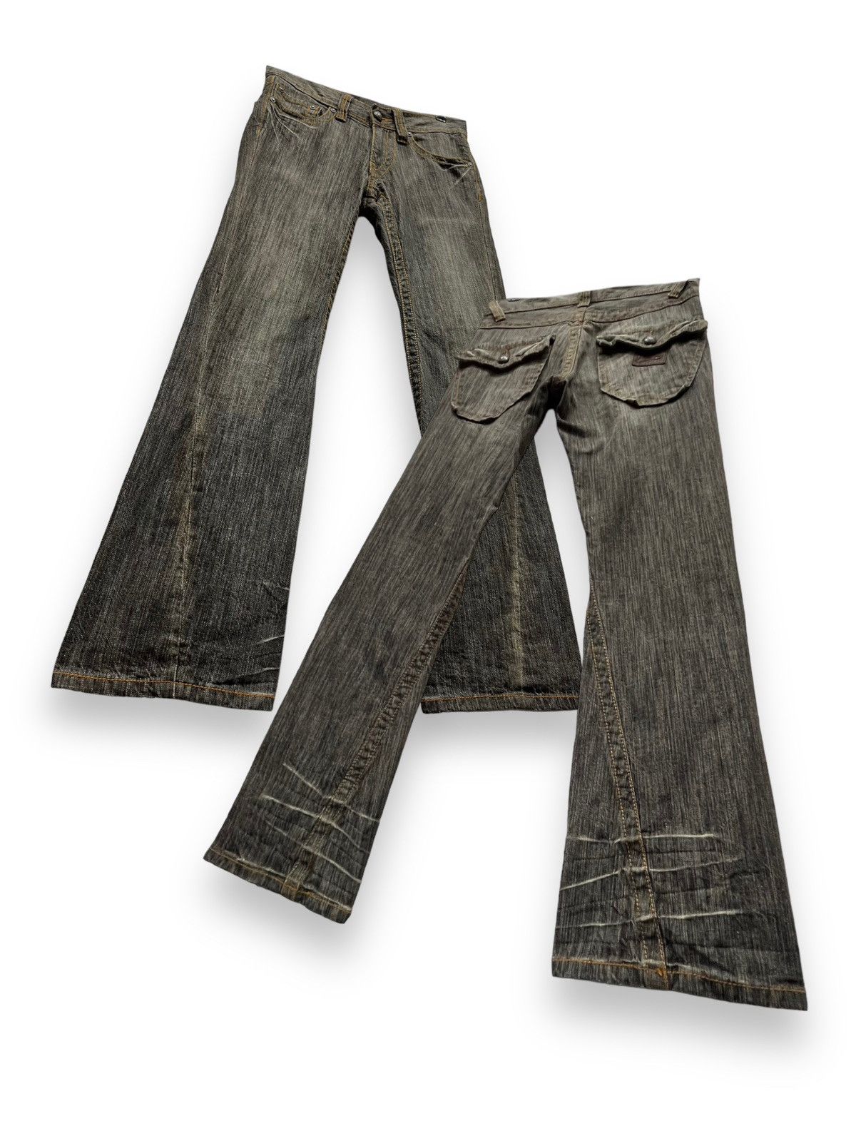 image of Archival Clothing x Jun Takahashi Fyevintage Jun Men Classic Flare Low Rise Jeans in Black (Size 30