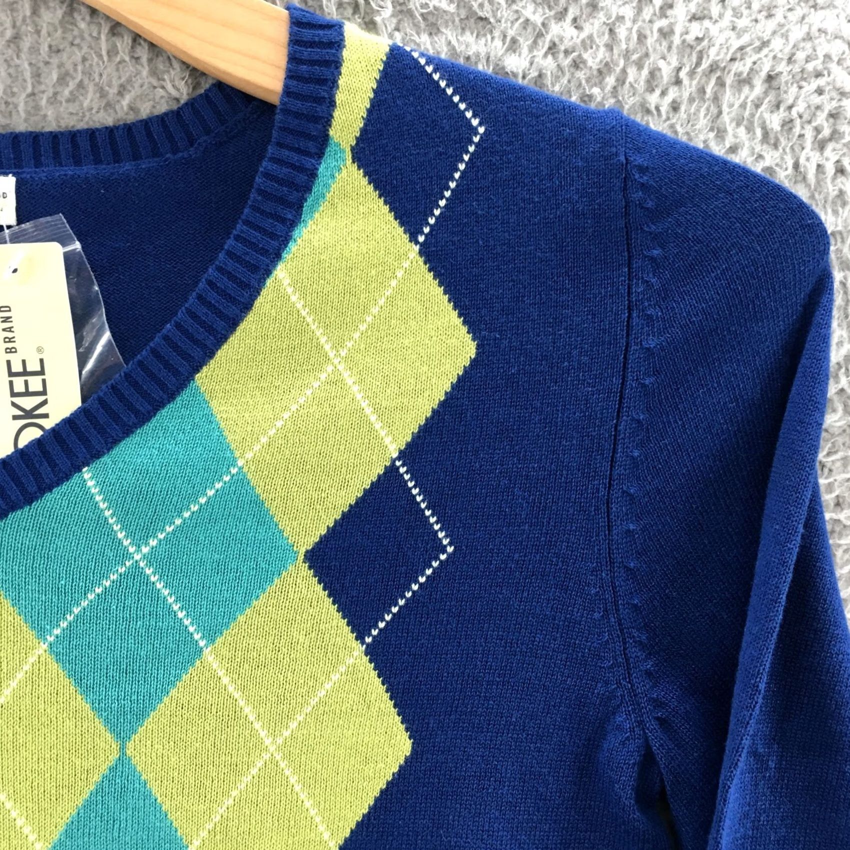 Cherokee Cherokee Pullover Sweater Womens S Blue Plaid VNeck Knit NEW Size S / US 4 / IT 40 - 3 Thumbnail