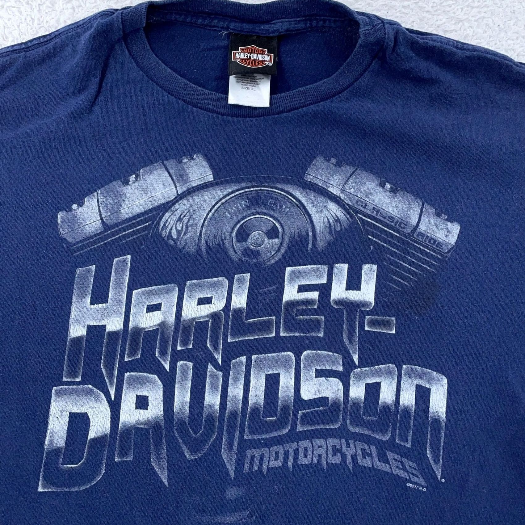 Harley Davidson Harley-Davidson Freedom Shirt Mens XL Blue Canada USA Ottawa Ontario Graphic Print Front Logo Casual T-Shirt Size US XL / EU 56 / 4 - 2 Thumbnail