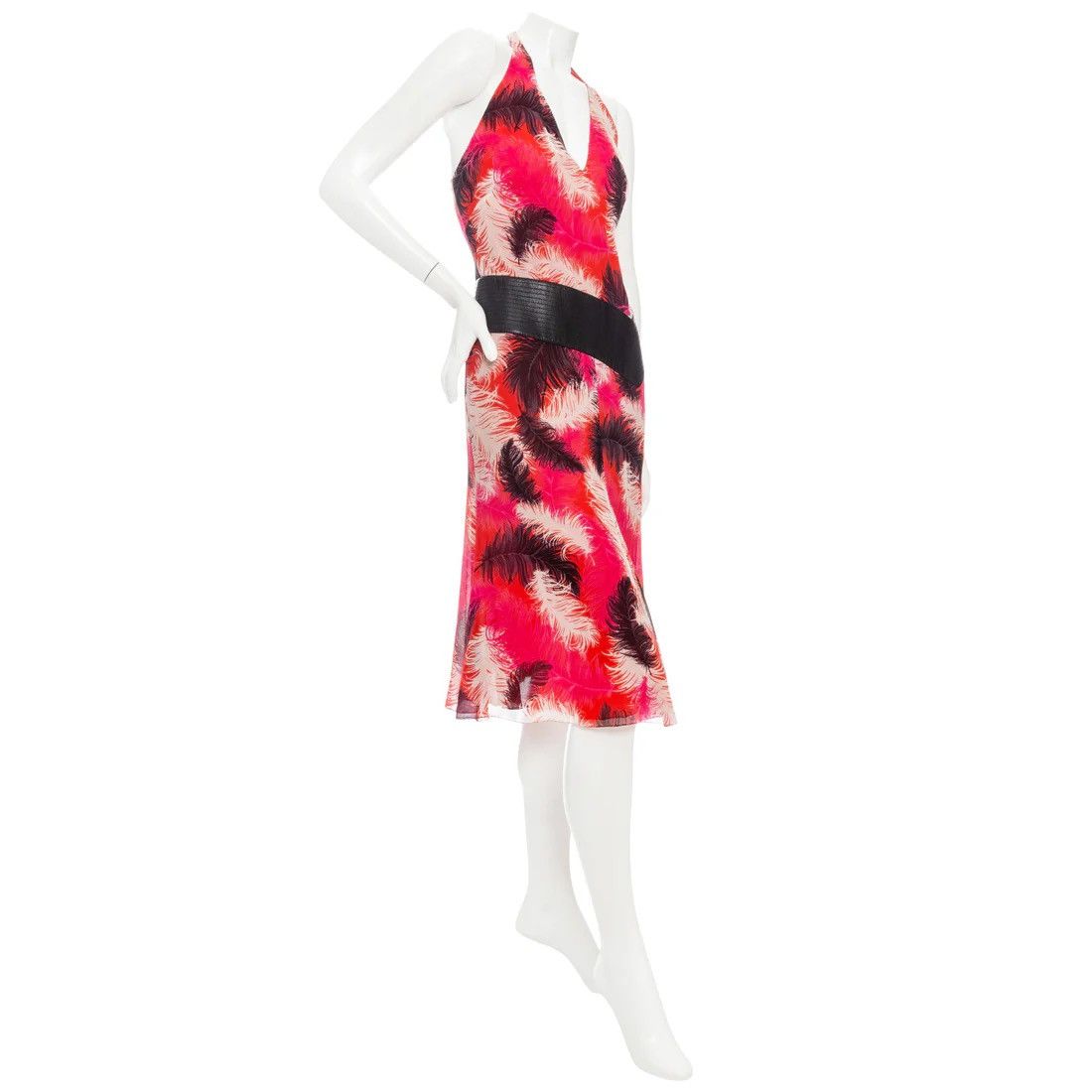 Versace Vintage Gianni Versace Feather Print Halter Dress 2001 Size M / US 6-8 / IT 42-44 - 3 Thumbnail