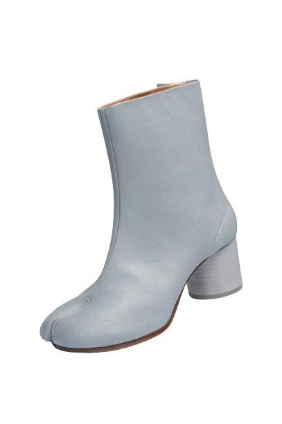 o1s22i1n0724 Leather Tabi Ankle Boots in Grey