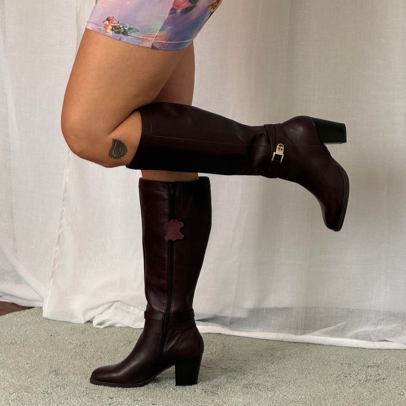 Giani Bernini ✿ leather knee high heeled boots ✿ Size US 7.5 / IT 37.5 - 8 Thumbnail
