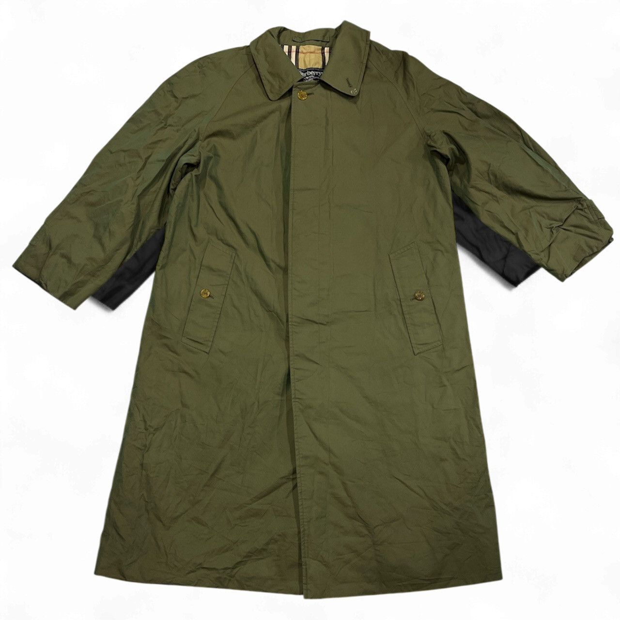 Burberry Vintage Burberrys Nova Check Trench Coat Metallic Green Size US M / EU 48-50 / 2 - 1 Thumbnail