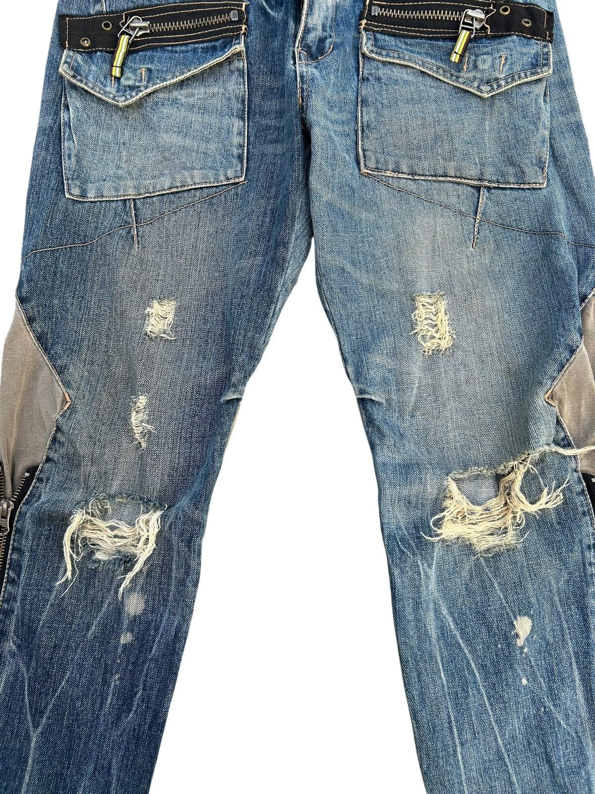 Kapital PPFM Japanese Punk Bondage Distressed Denim Jeans Size US 32 / EU 48 - 4 Thumbnail