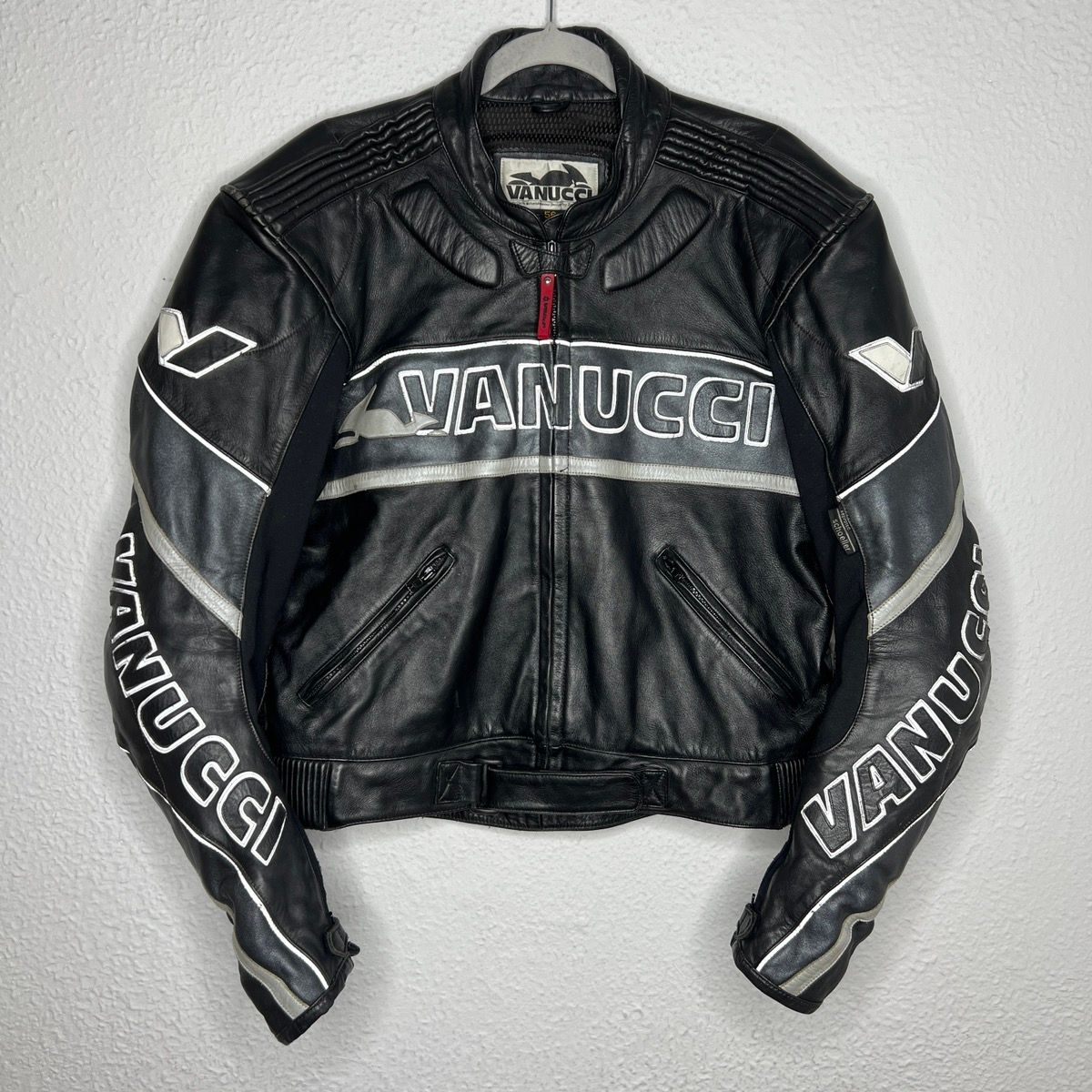 Pre-owned Leather Jacket X Moto Vanucci Leather Moto Jacket Racing Black 3m Motorbike
