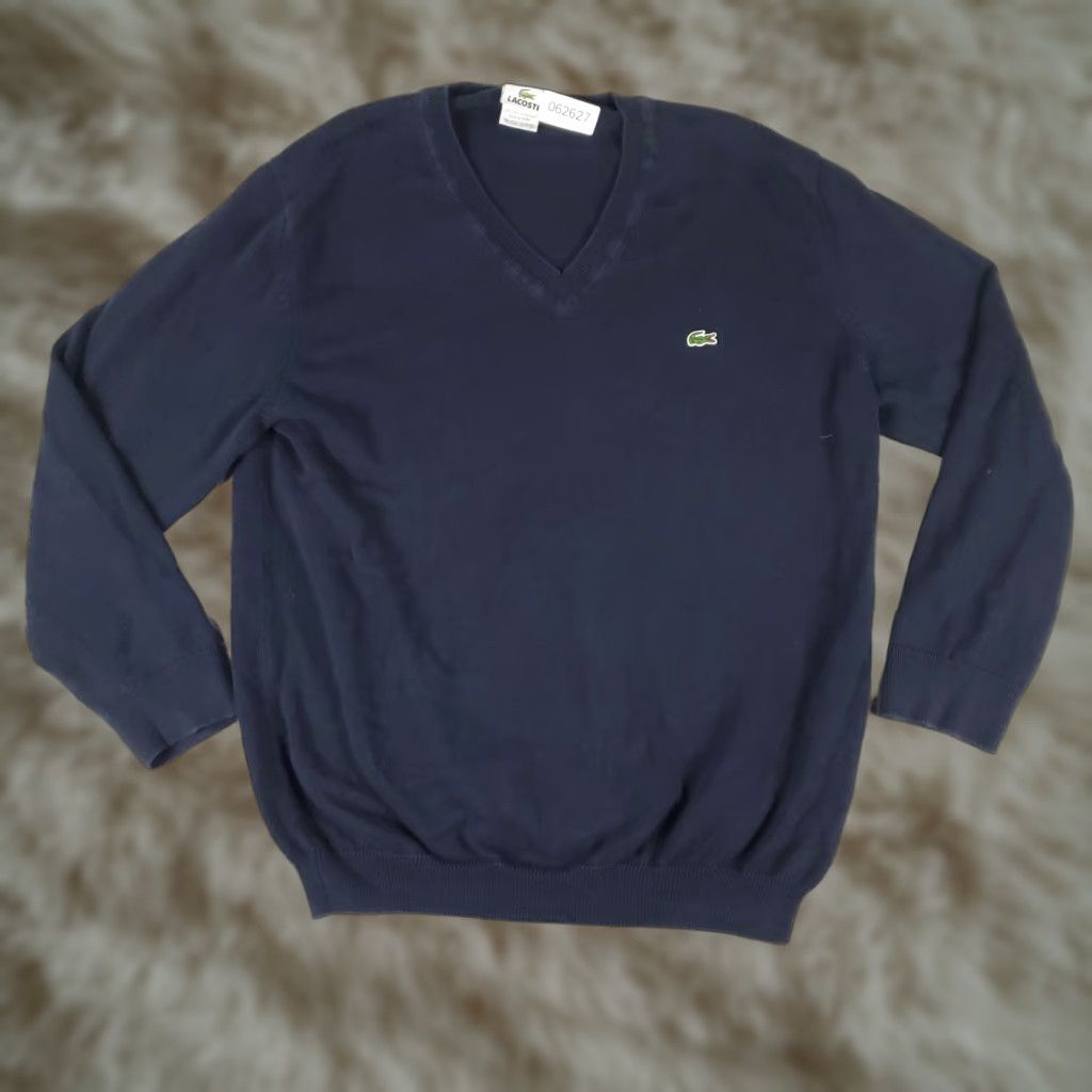 Lacoste VINTAGE Lacoste Sweater Men's Size 6 Pullover Knitted V-Neck Blue Cotton Casual Size US S / EU 44-46 / 1 - 1 Thumbnail