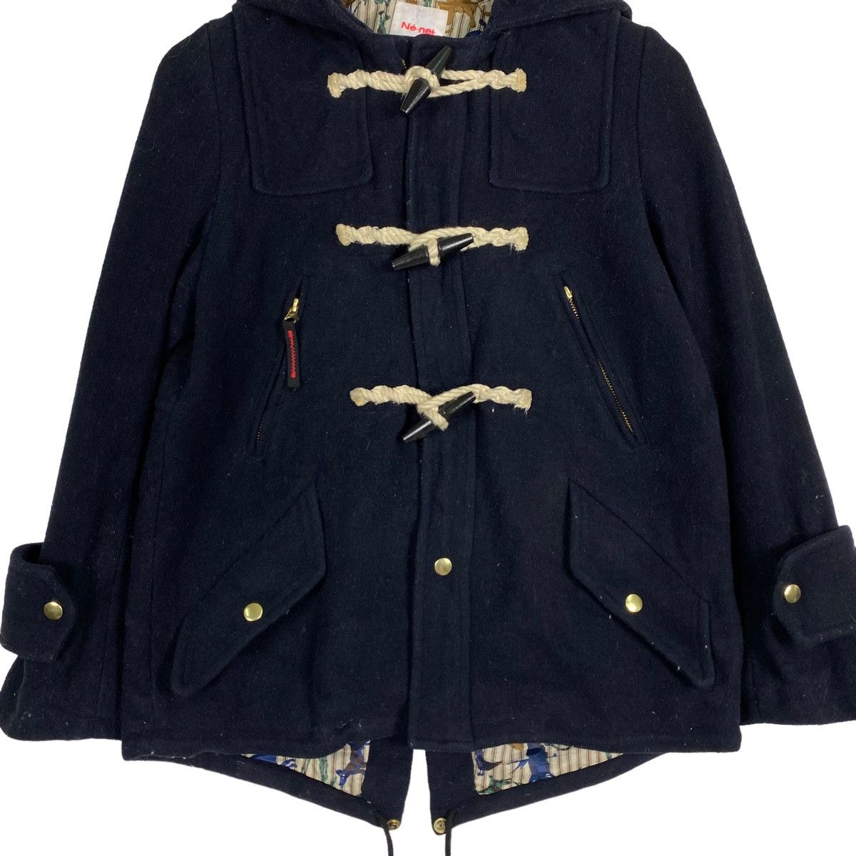 Issey Miyake × Ne-Net 💥NENET DUFFLE WOOL PRINTED LINEN ISSEY MIYAKE JACKET Size US M / EU 48-50 / 2 - 6 Thumbnail