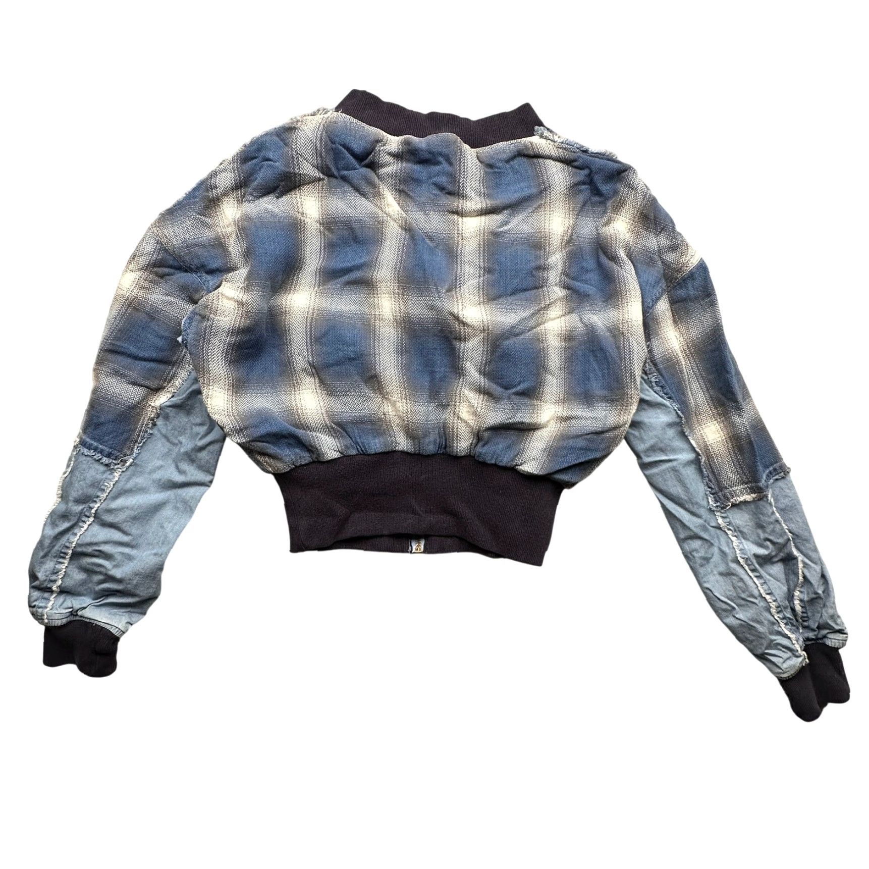 Vintage Kimes Ranch Belinda Patchwork Denim Bomber Jacket Womens Small Full Zip Western Blue Jacket Women S Plaid Casual Workwear Size S / US 4 / IT 40 - 2 Thumbnail
