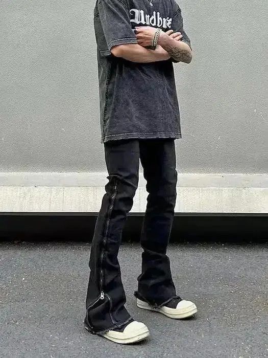 Japanese Brand faded zipper utility flared jeans Size US 32 / EU 48 - 5 Thumbnail