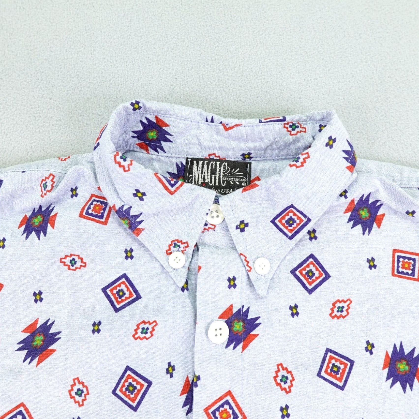 Vintage VINTAGE Magic Shirt Mens L Blue Southwestern Button Up 90s Geometric Western 90s Shirt Mens L Blue Southwestern Button-Up Size US L / EU 52-54 / 3 - 2 Thumbnail