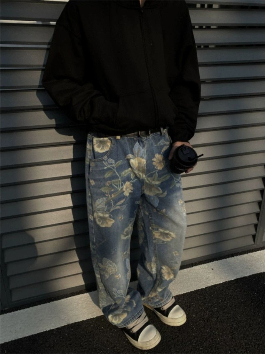 Japanese Brand × Jean Retro straight leg casual printed jeans Size US 30 / EU 46 - 1 Thumbnail