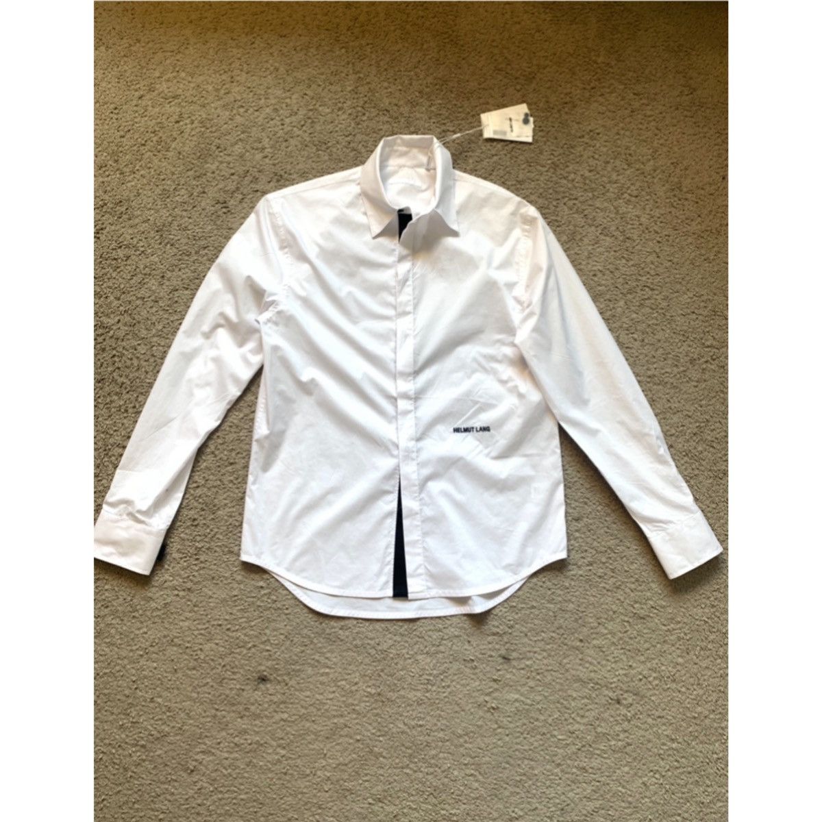 Image of Helmut Lang Logo Poplin White Shirt, Men's (Size Small)