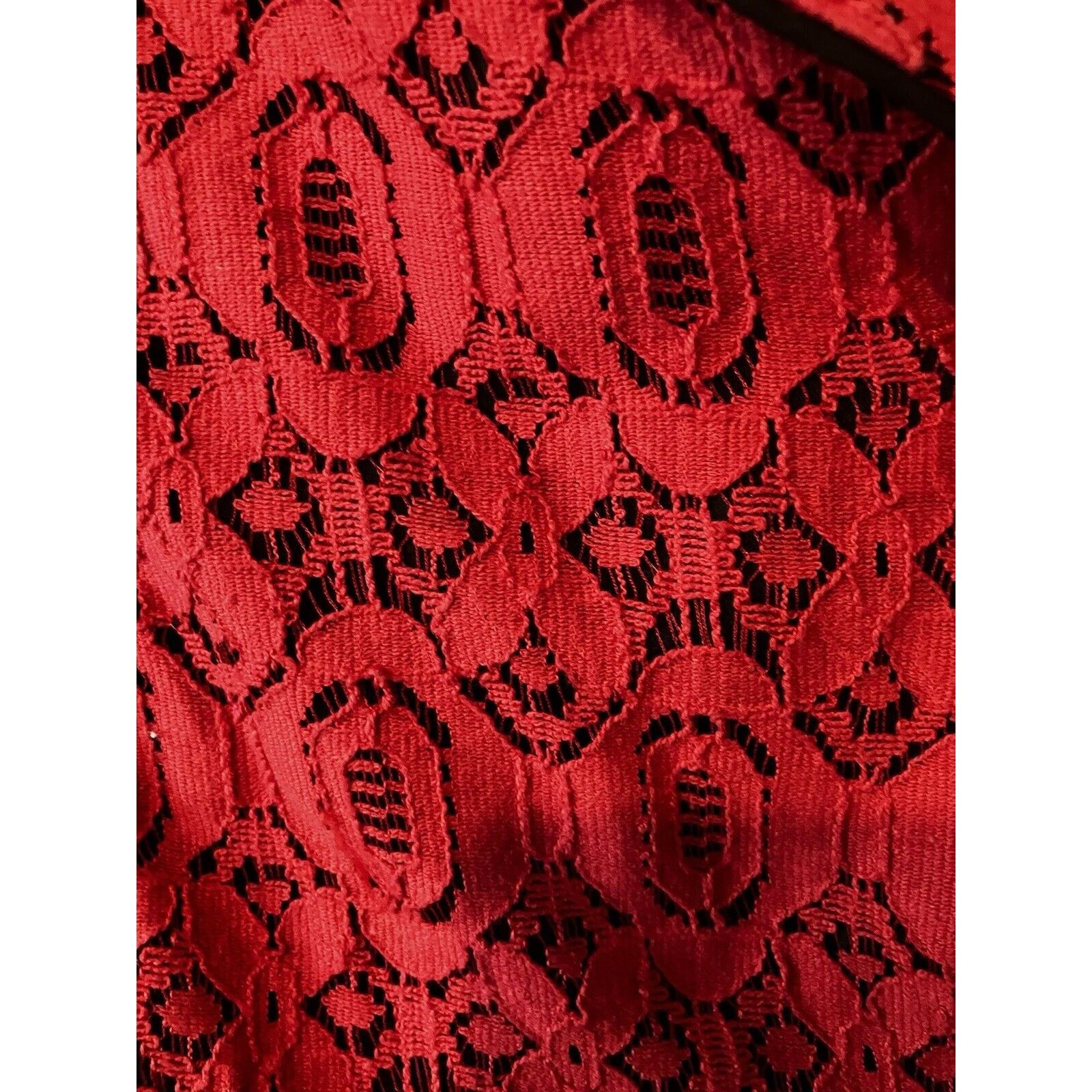 W&LT W118 Walter Baker Pallava Lace Trench Coat Red Black Small Size S / US 4 / IT 40 - 6 Thumbnail