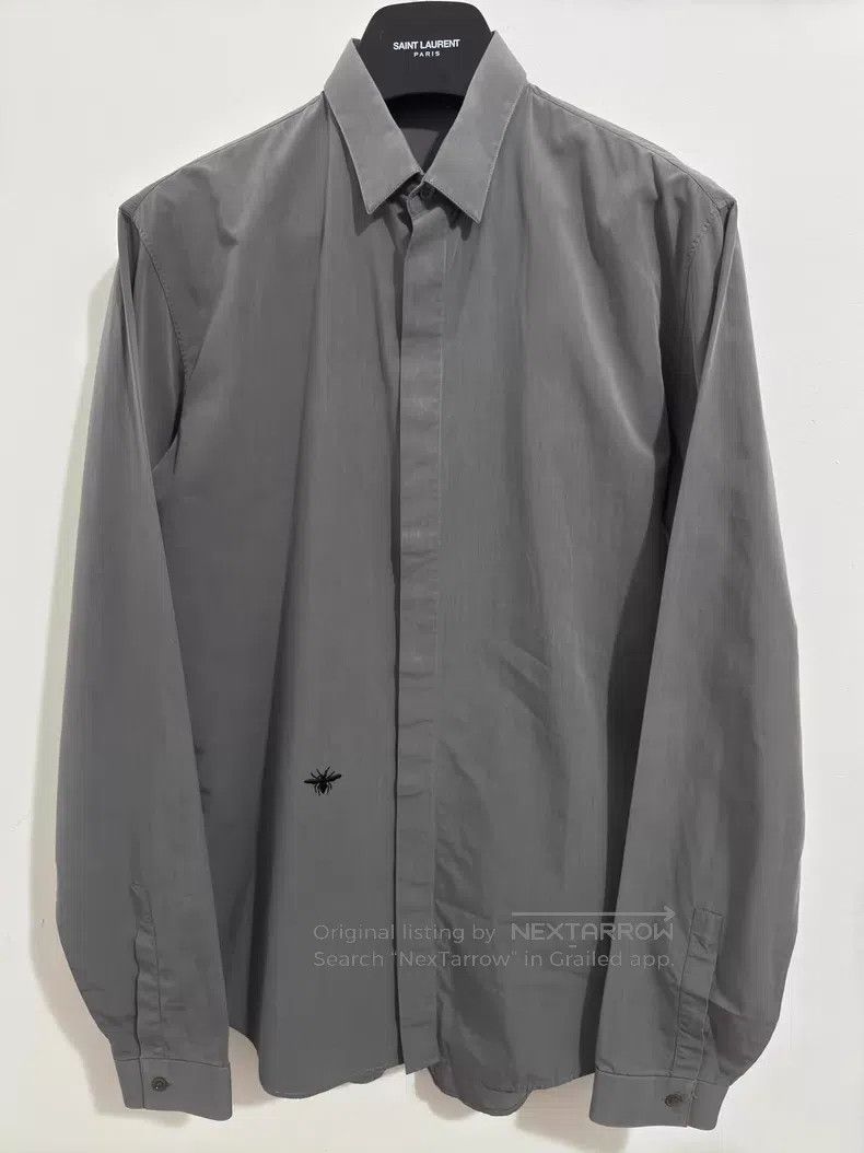 Dior Dior Size 40 Foggy Grey Cotton Poplin Little Bee Shirt i Size US XL / EU 56 / 4 - 1 Thumbnail