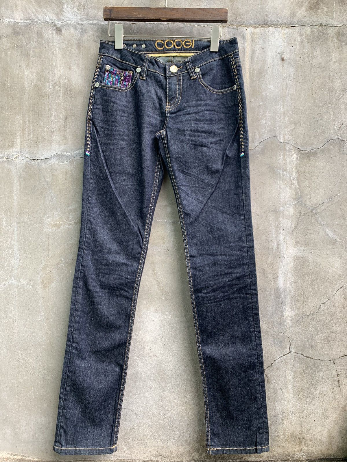 Coogi Rhinestone Logo Denim Jeans Size 27" / US 4 / IT 40 - 4 Thumbnail