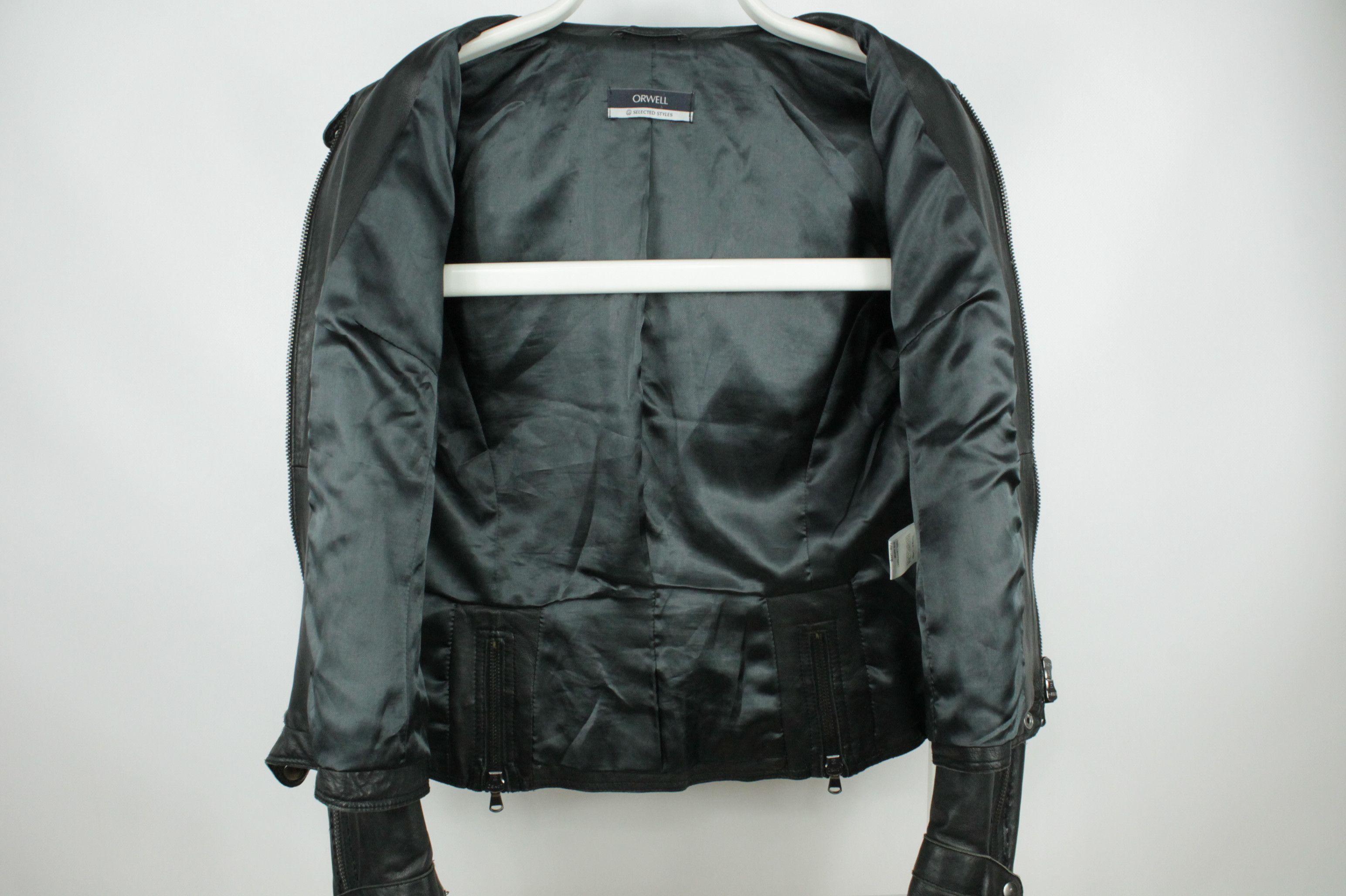 Designer Orwell Repair Black Leather Jacket WMNS Size XL / US 12-14 / IT 48-50 - 8 Thumbnail