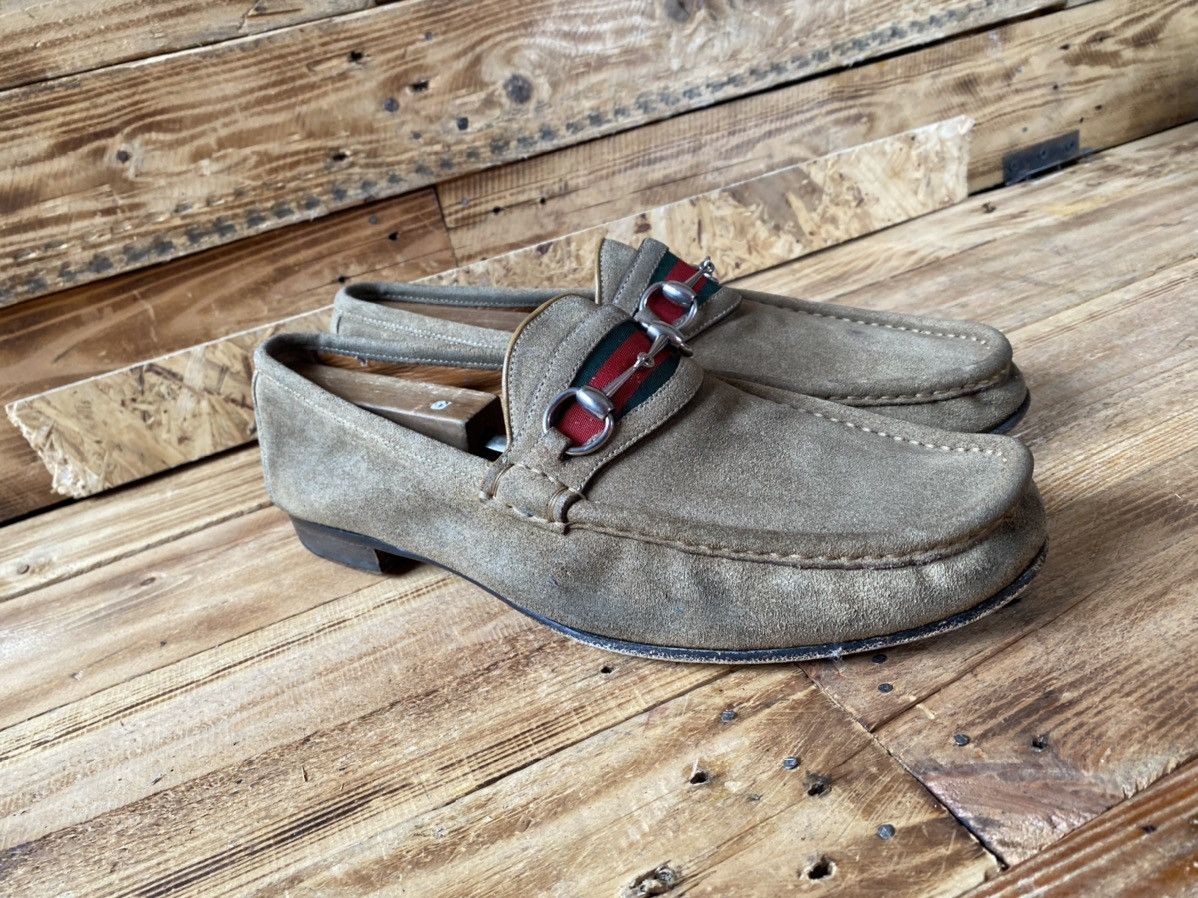 Gucci Gucci horsebit 3 stripes suede gray loafers sz uk 11D Size US 12 / EU 45 - 10 Thumbnail